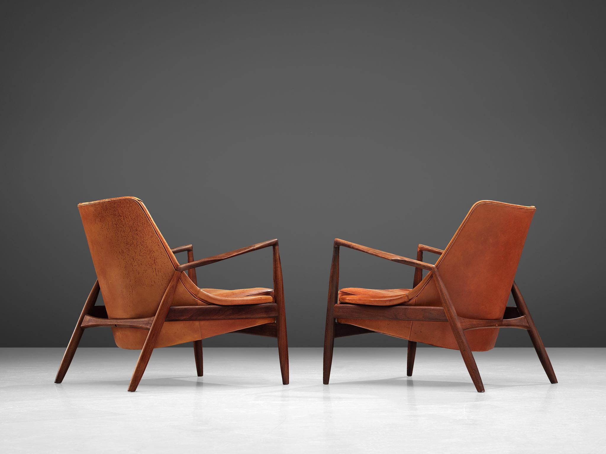 Ib Kofod-Larsen Pair of 'Seal' Chairs in Original Leather 2