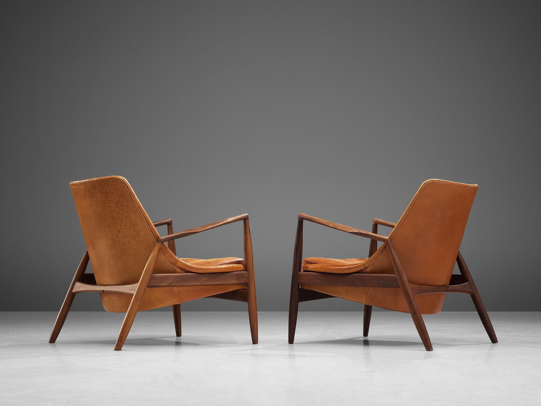 Ib Kofod-Larsen Pair of 'Seal' Chairs in Original Leather 1