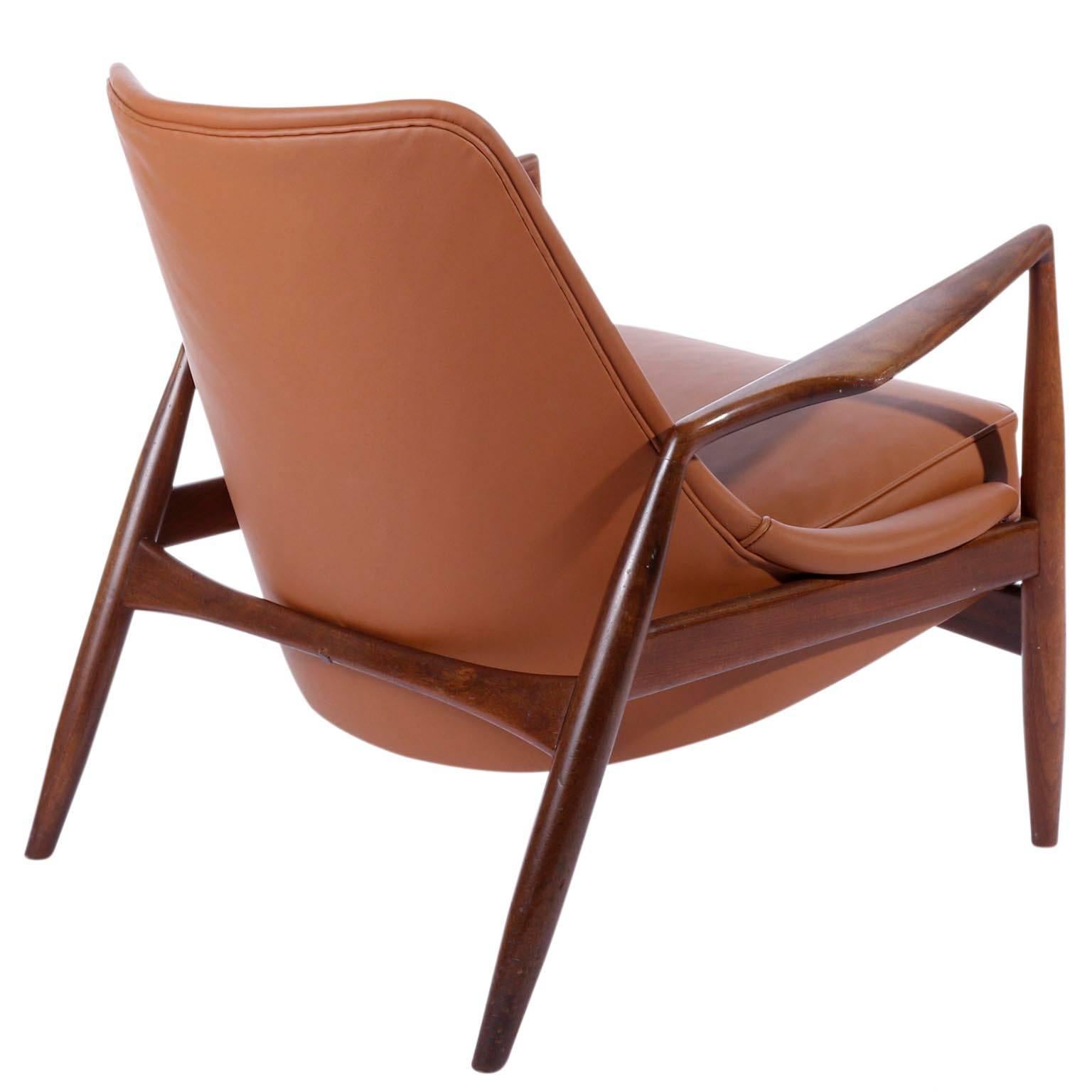 Ib Kofod-Larsen Pair of Seal Lounge Chairs in Teak Cognac Leather, Sweden, 1956 7