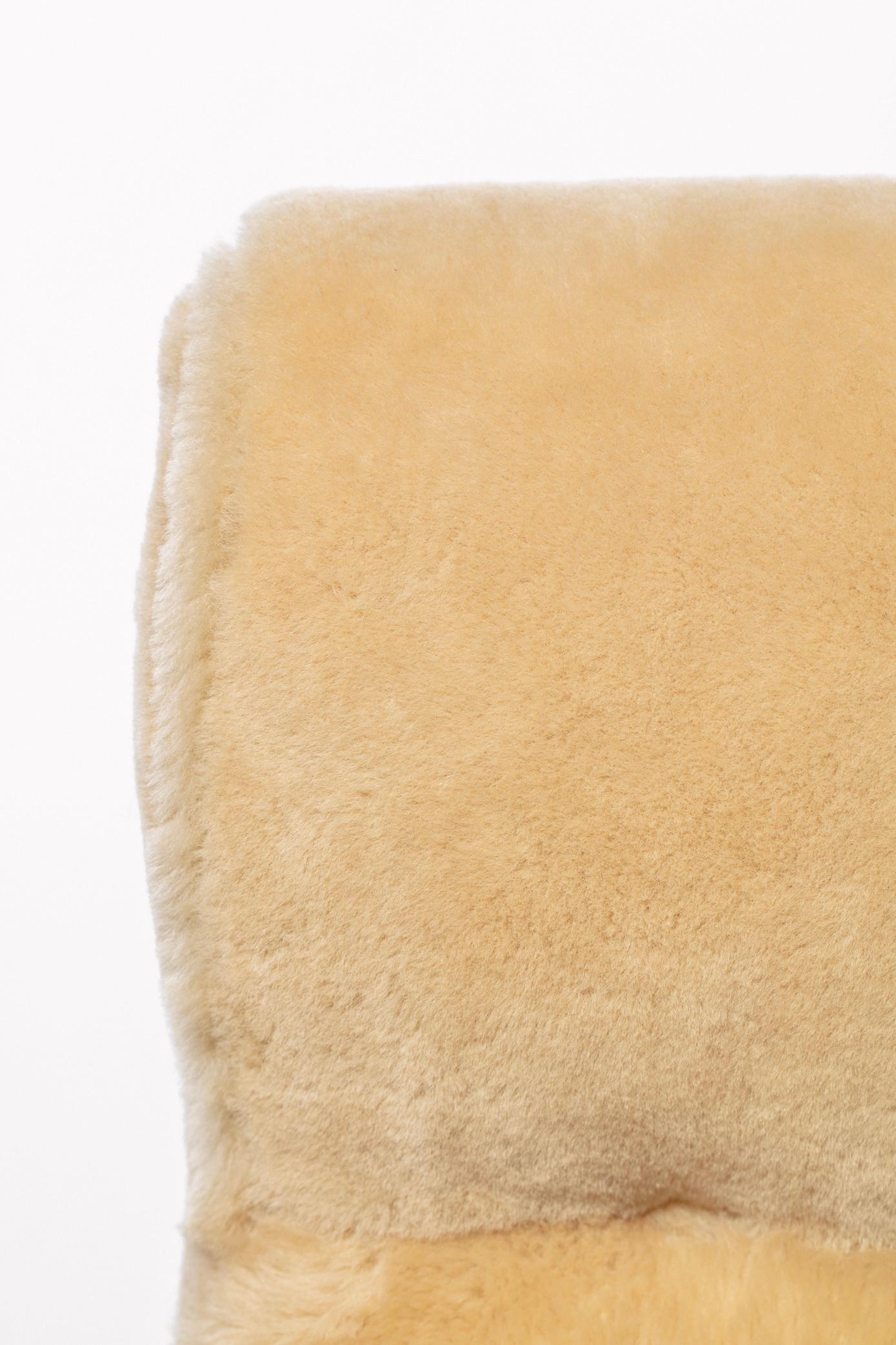 Ib Kofod-Larsen Palomino Sheepskin & Walnut Reclining Lounge Chair & Ottoman 1