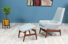 Ib Kofod-Larsen PD-30 Leather Lounge Chair with Ottoman for Povl Dinesen