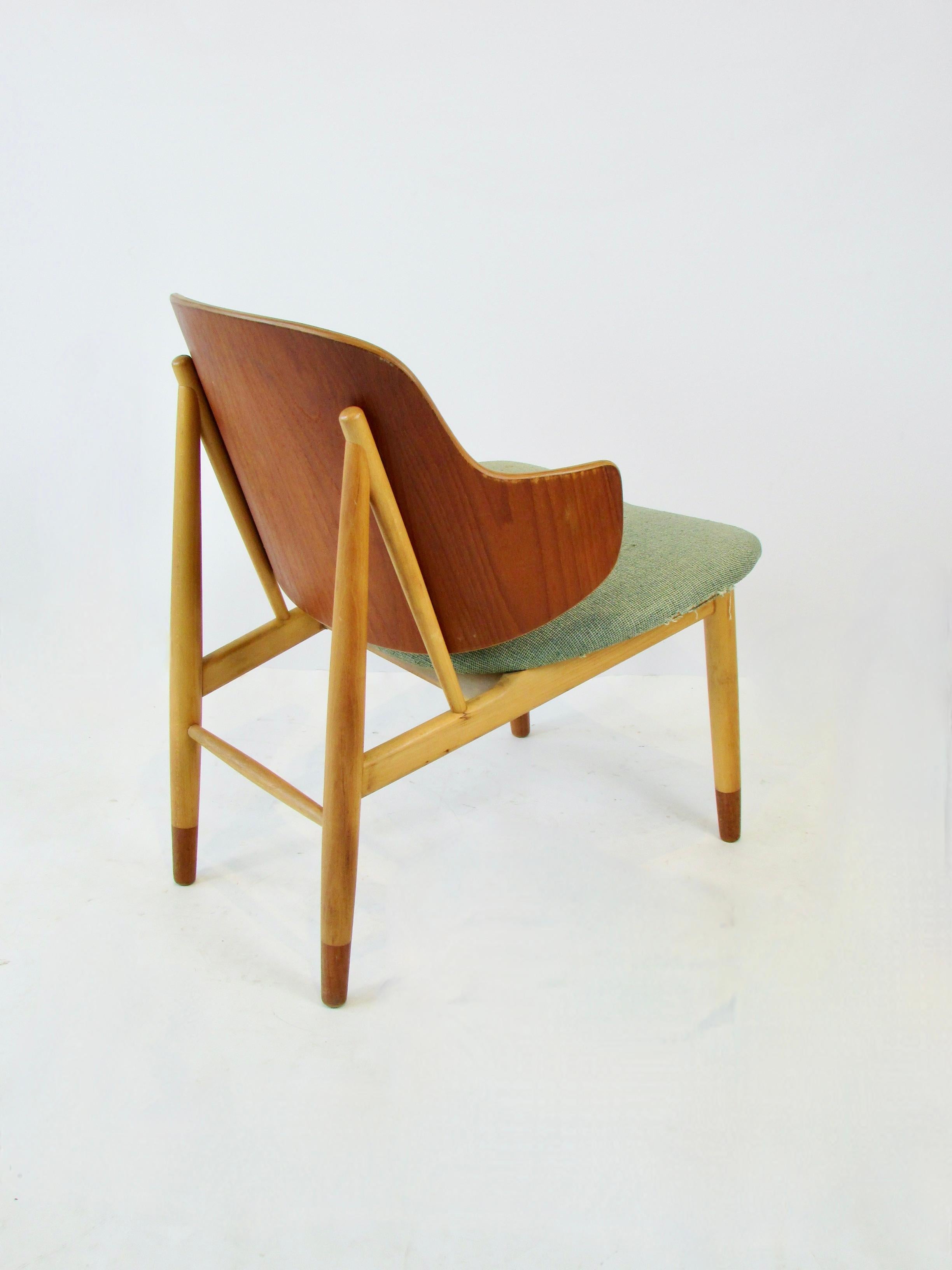 Teak Ib Kofod-Larsen Penguin chair for Christiansen and Larsen Denmark 1955 For Sale