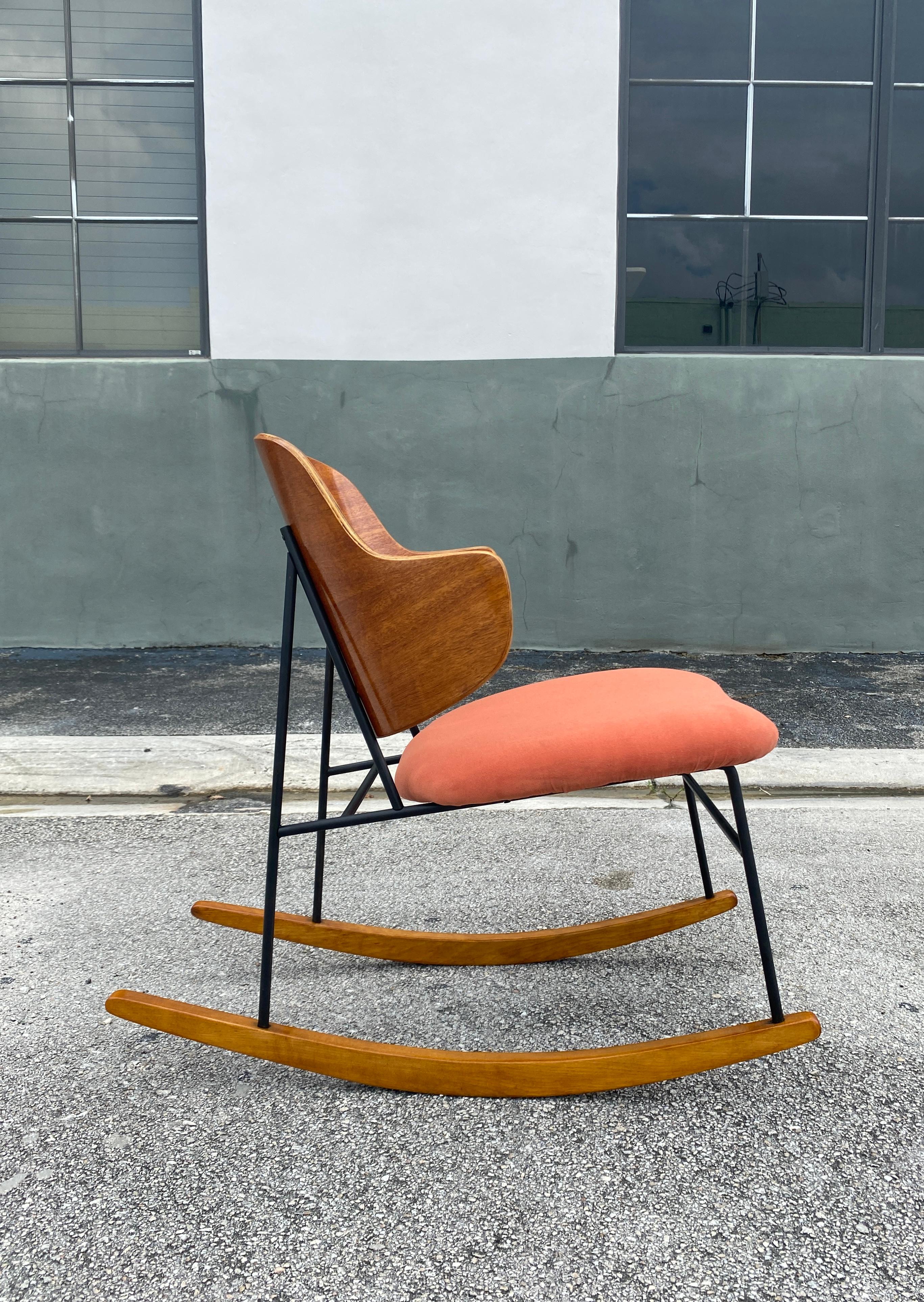 Fabric IB Kofod-Larsen 'Penguin' Danish Rocking Chair