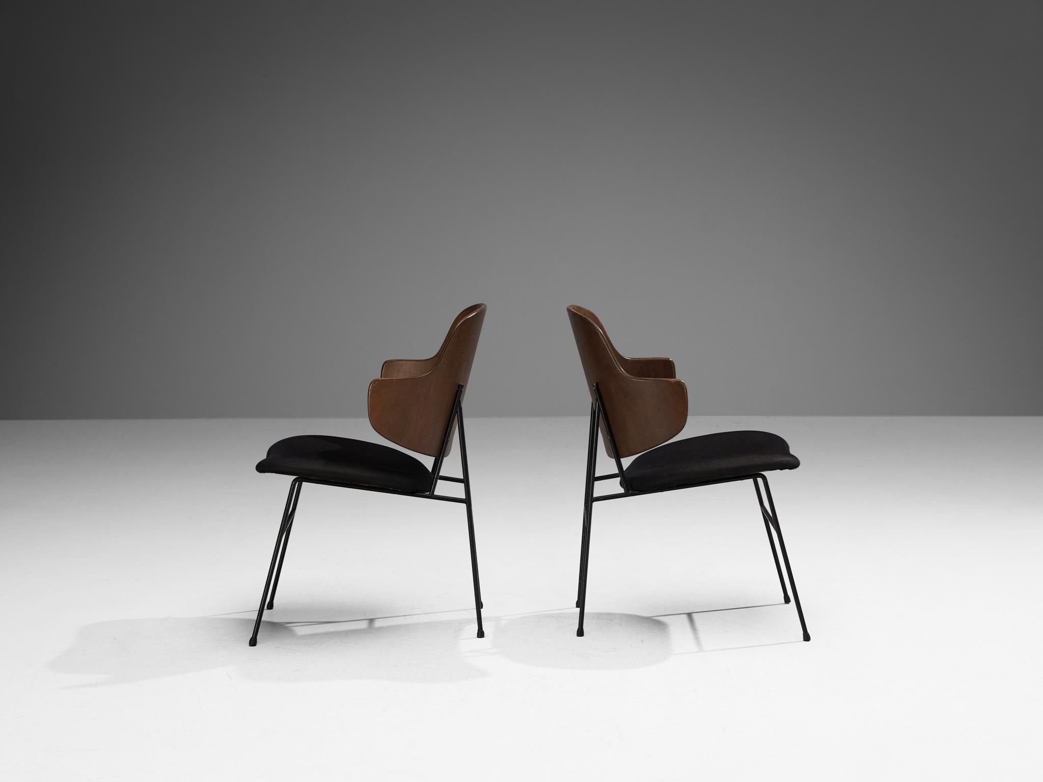 Scandinavian Modern Ib Kofod-Larsen 'Penguin' Dining Chairs in Mahogany Plywood  For Sale