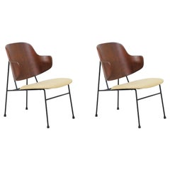 Ib Kofod-Larsen "Penguin" Iron and Leather Lounge Chairs for Selig