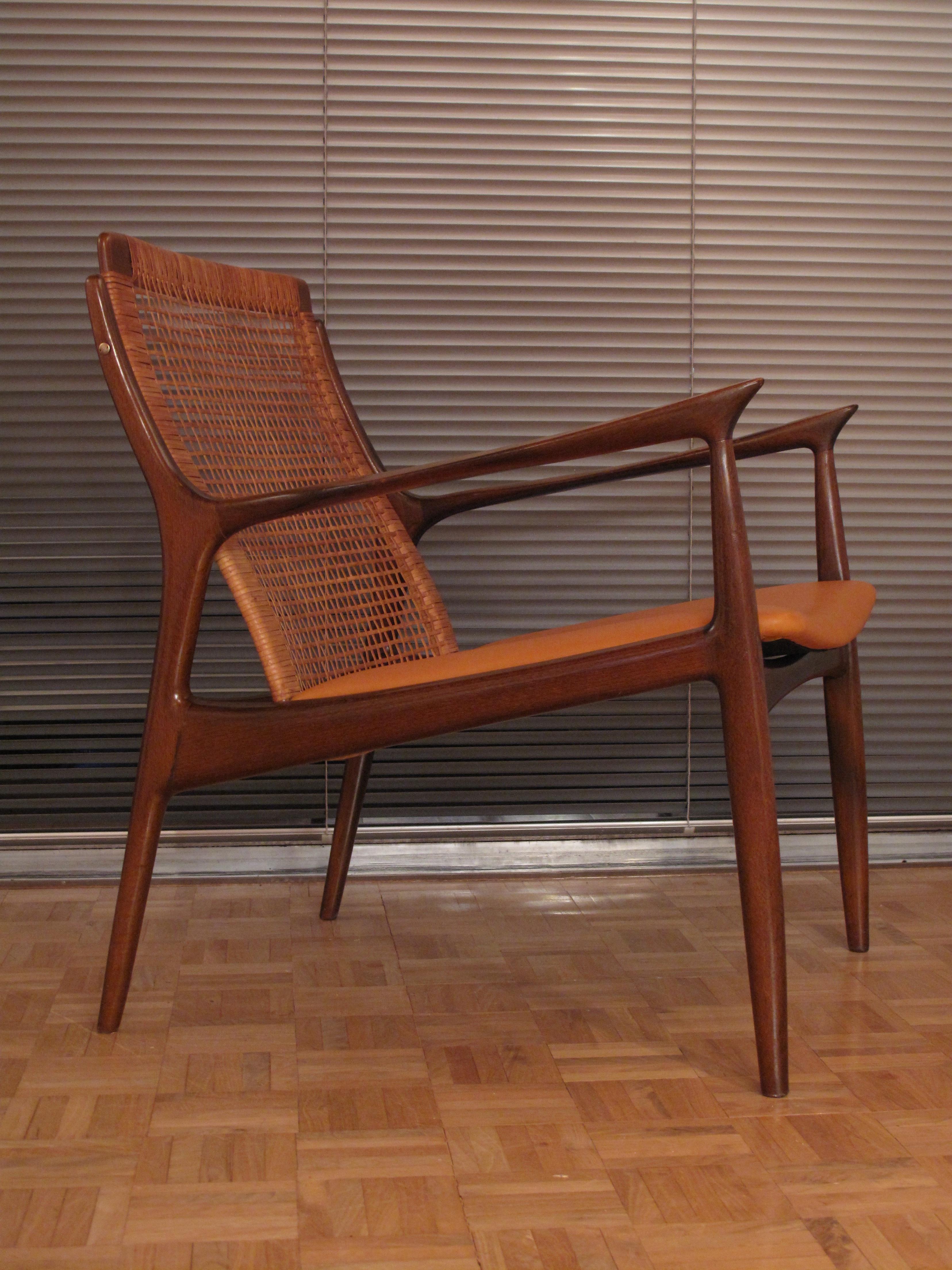 Ib Kofod Larsen Rattan Back Lounge Chair For Selig 3