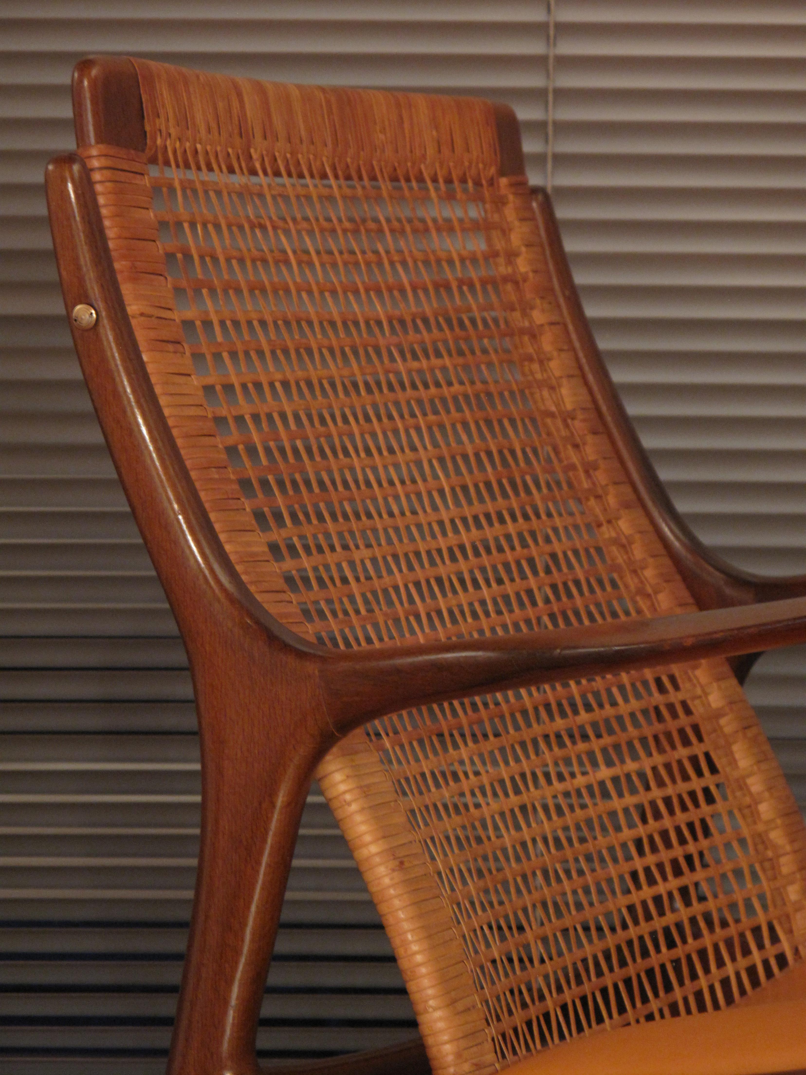 Ib Kofod Larsen Rattan Back Lounge Chair For Selig 4