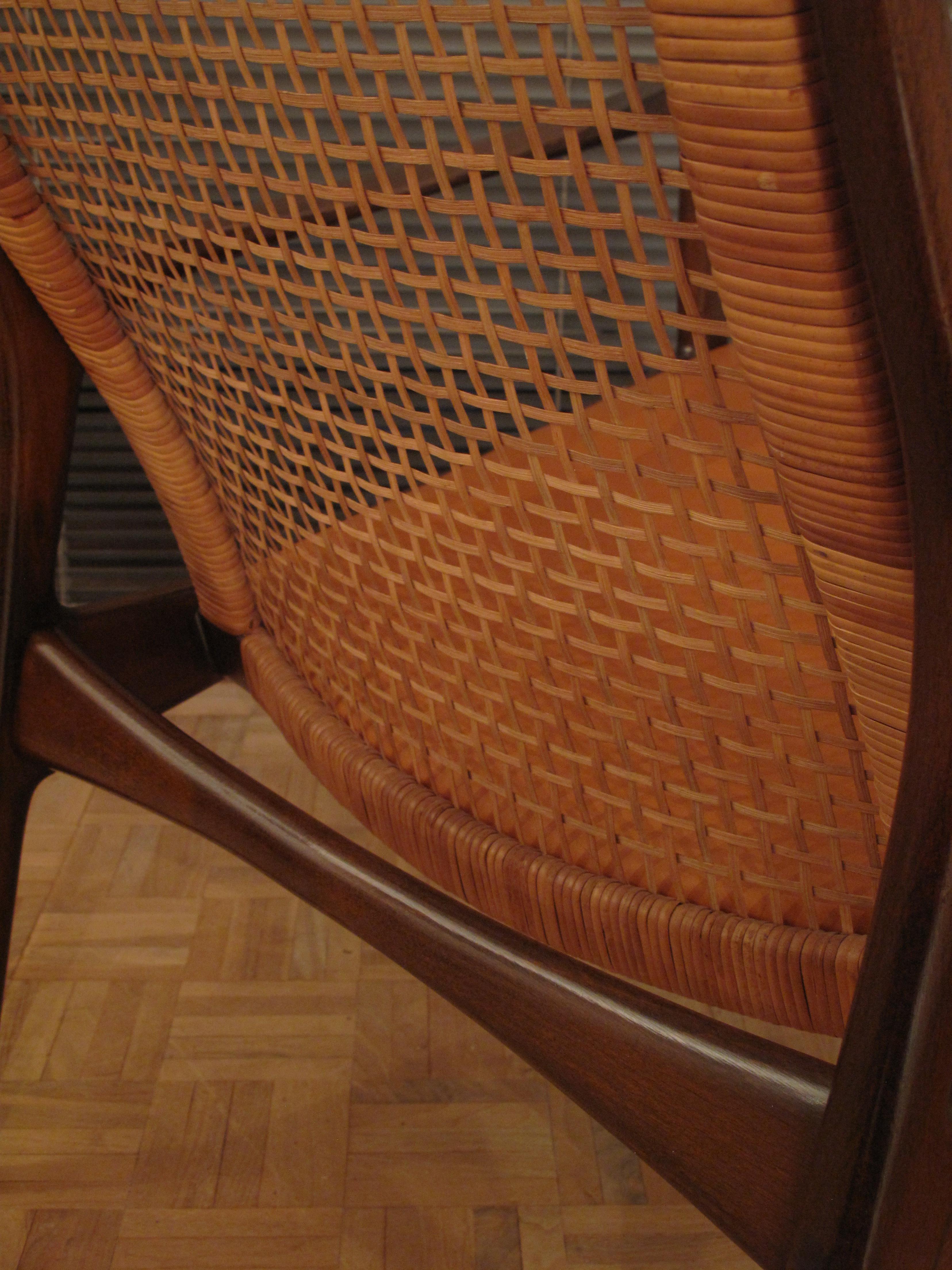 Beech Ib Kofod Larsen Rattan Back Lounge Chair For Selig