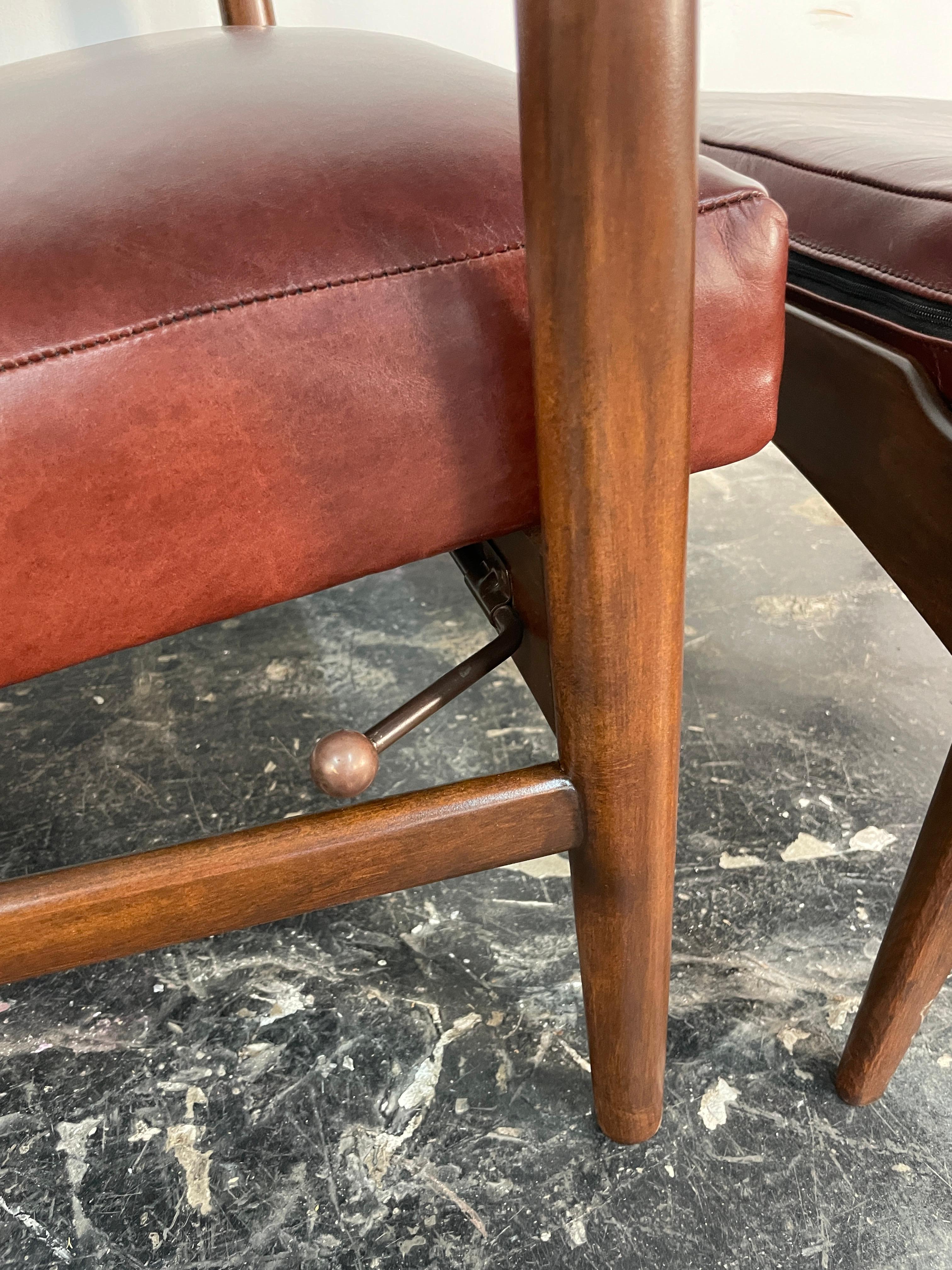 Ib Kofod-Larsen Recliner and Ottoman for Selig in Oxblood Italian Leather 4