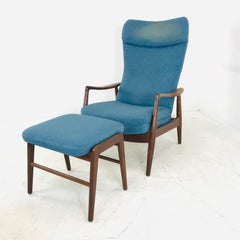 Ib-Kofod Larsen Reclining Chair with Ottoman