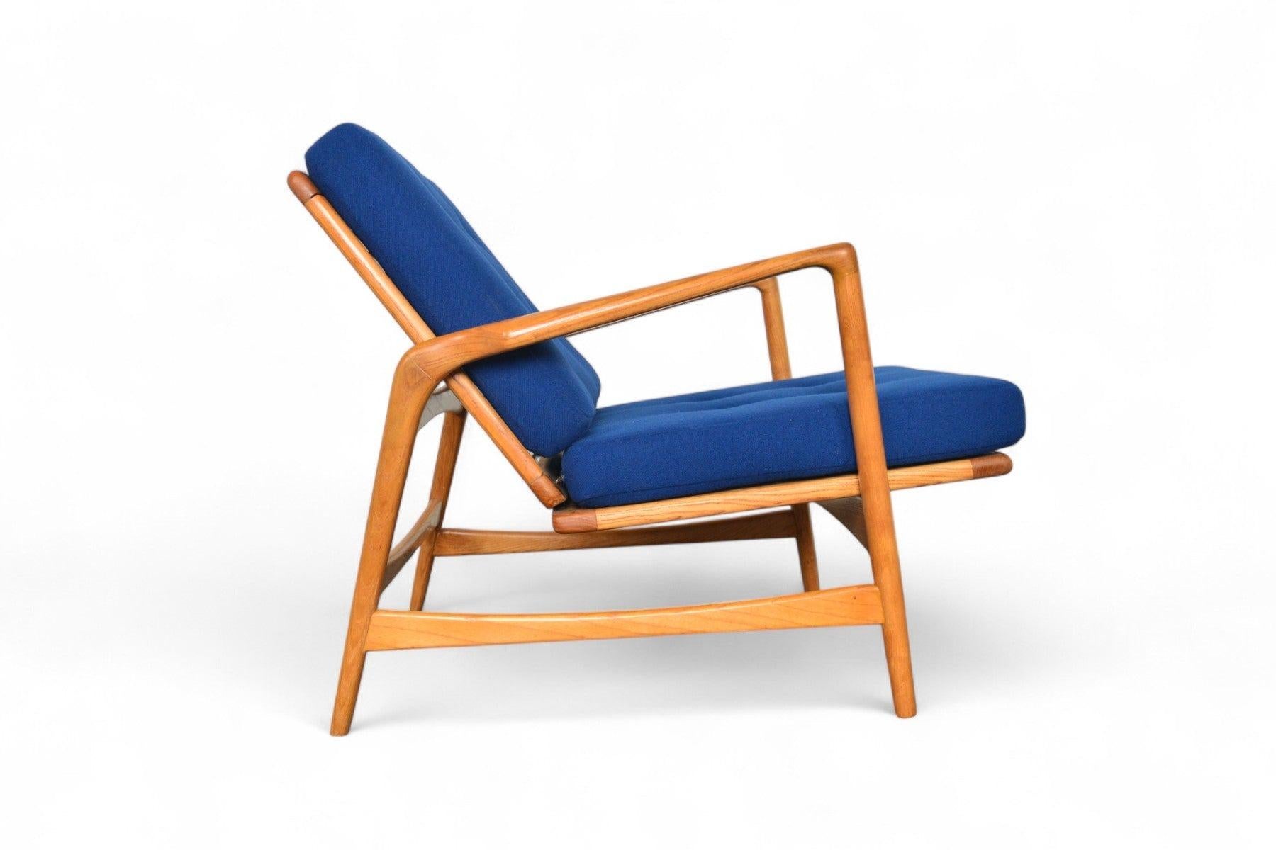 Wool Ib Kofod Larsen Reclining Lounge Chair in Oak For Sale