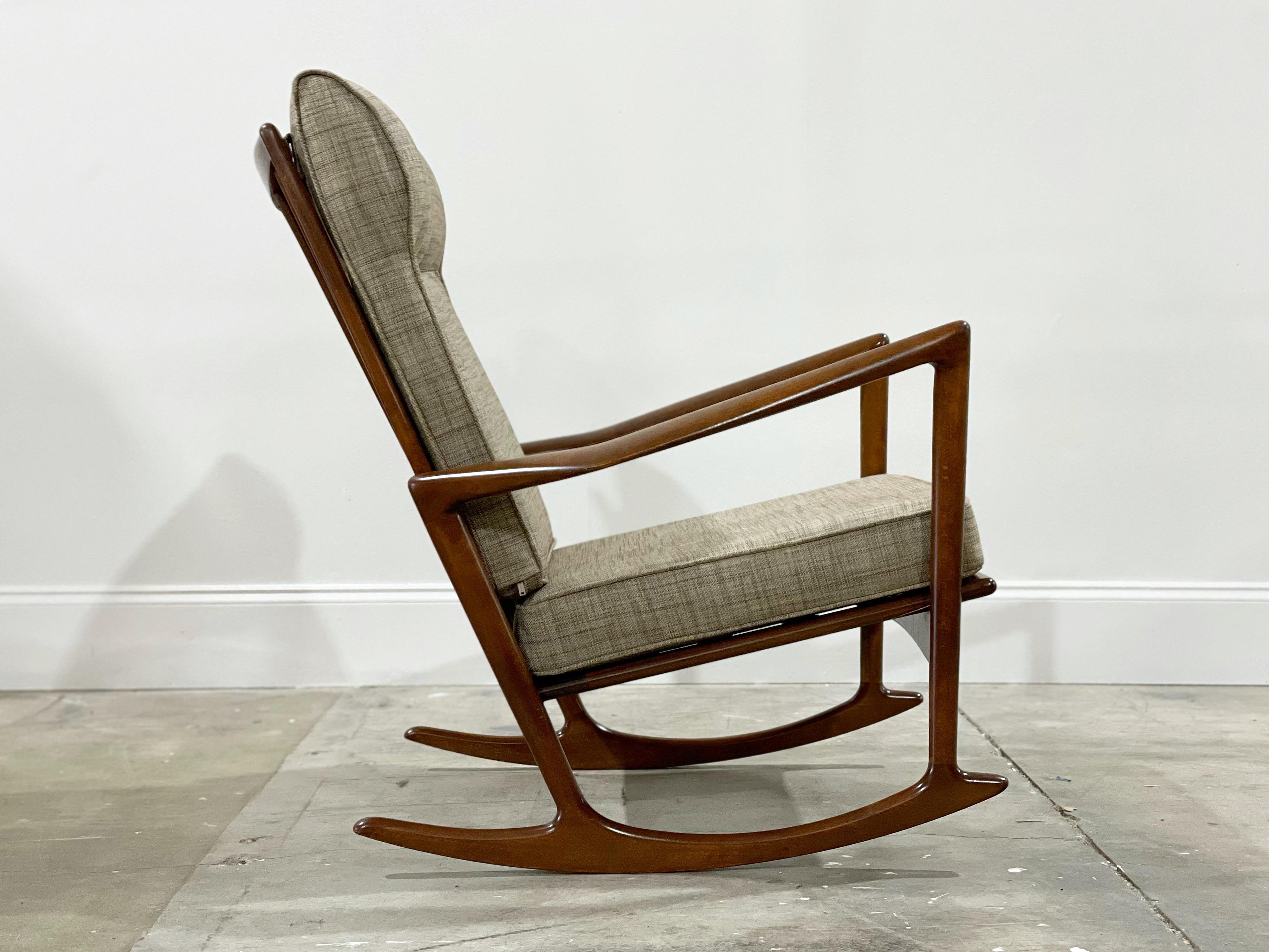 Mid-Century Modern Ib Kofod Larsen Rocking Chair, Midcentury Danish Modern Sculpted Rocker