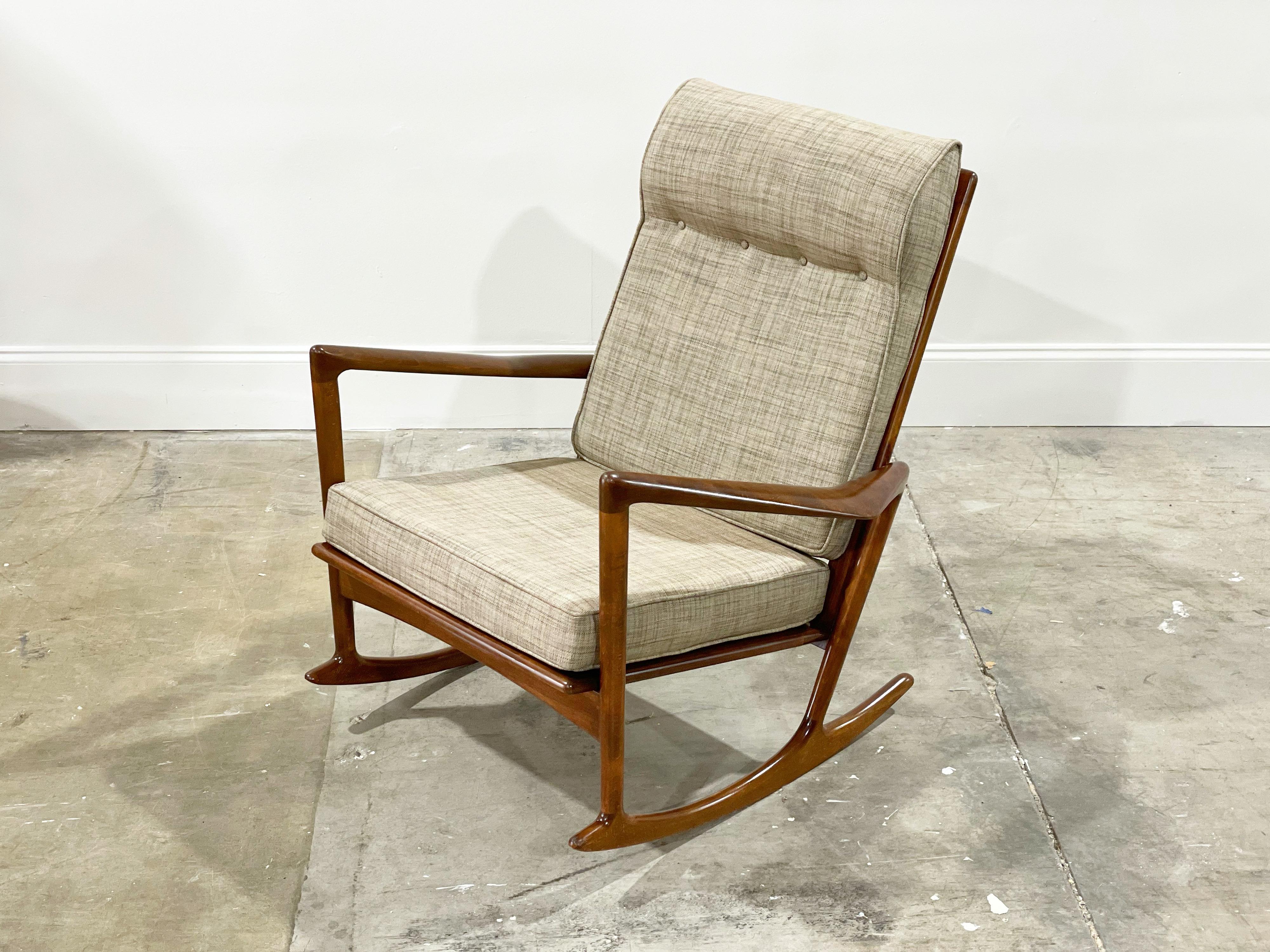 Ib Kofod Larsen Rocking Chair, Midcentury Danish Modern Sculpted Rocker 1