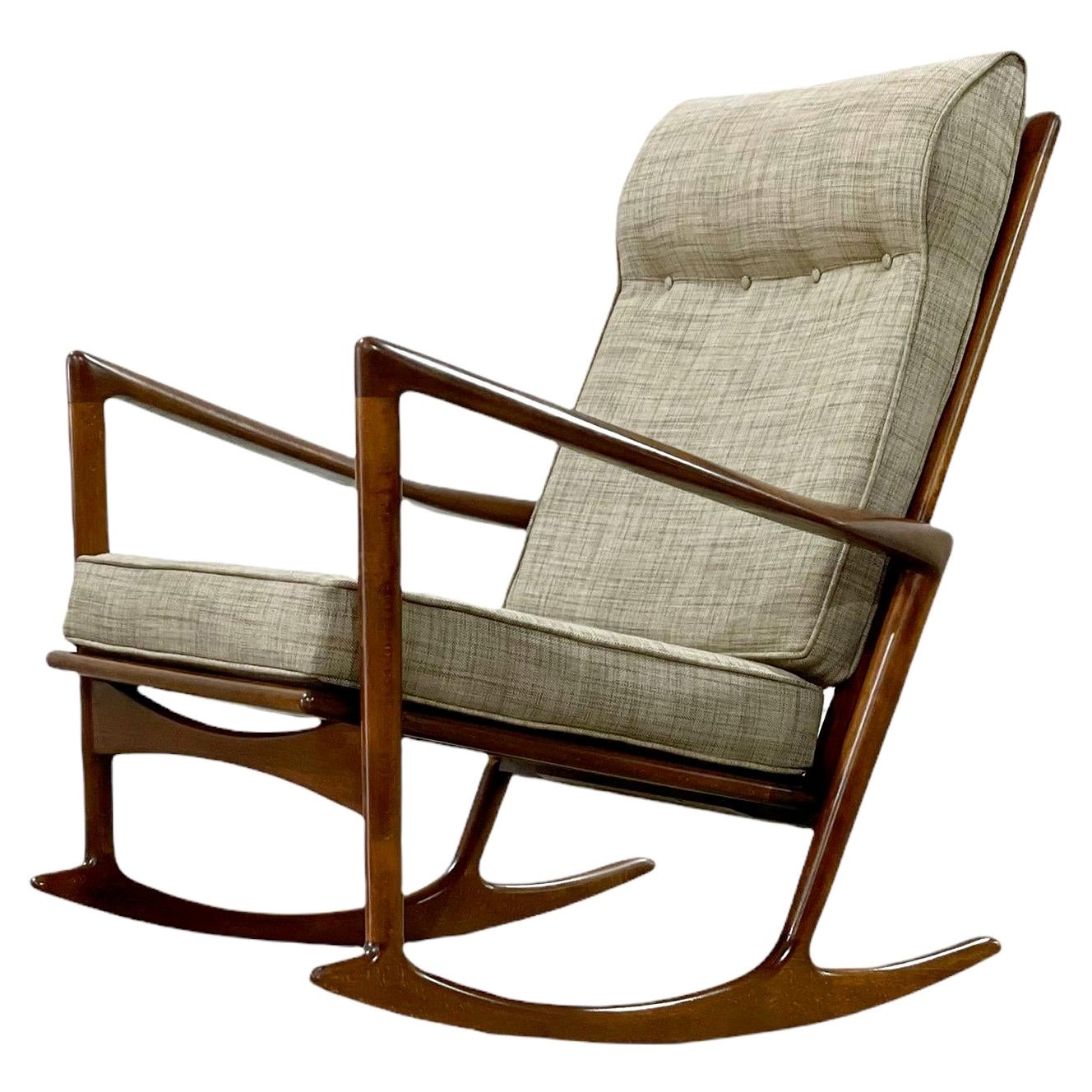 Ib Kofod Larsen Rocking Chair, Midcentury Danish Modern Sculpted Rocker