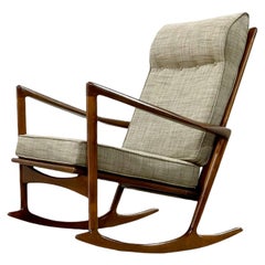 Ib Kofod Larsen Rocking Chair, Midcentury Danish Modern Sculpted Rocker