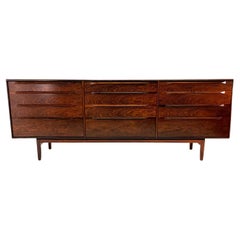 Retro IB Kofod Larsen Rosewood 12-Drawer Dresser