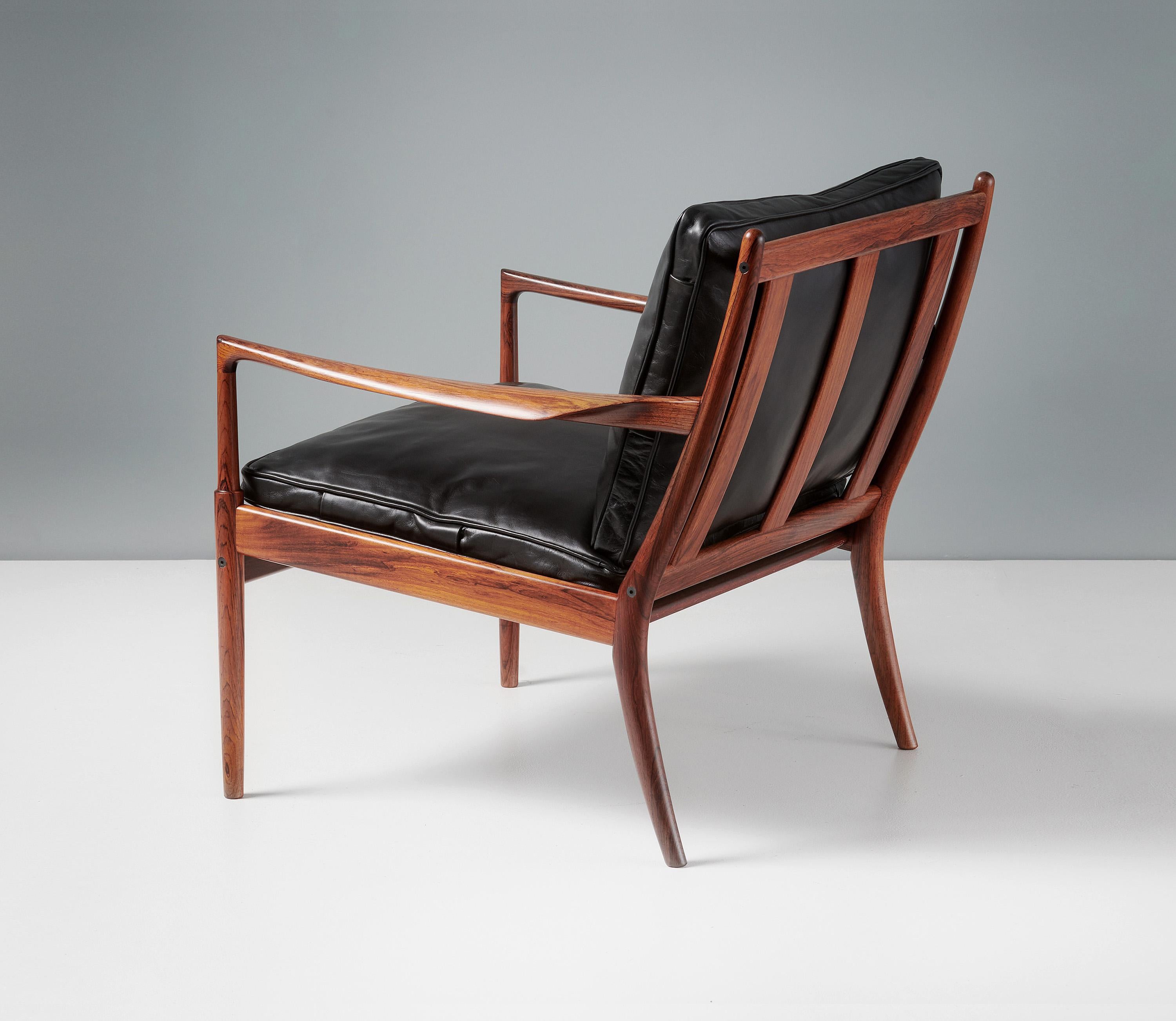 Scandinavian Modern Ib Kofod-Larsen Rosewood & Leather Samso Chair, 1958 For Sale