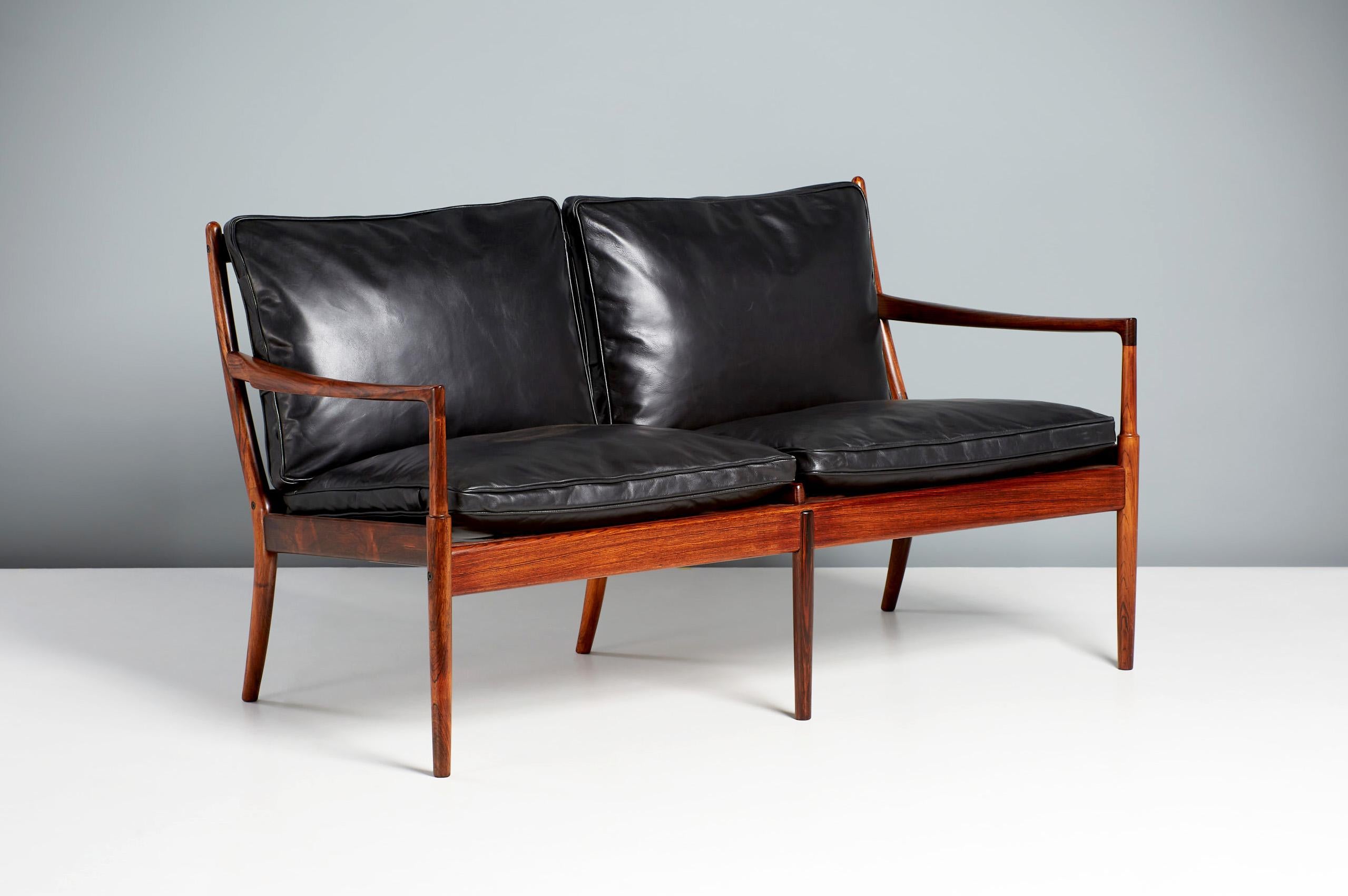 Ib Kofod-Larsen - Samso Sofa, c1958

A rarely seen small sofa produced by Olof Perssons Fatoljindustri (OPE), Jonkoping, Sweden. This 2-seat sofa was offered in highly limited quantities alongside the iconic Samso chair. The frame is made from