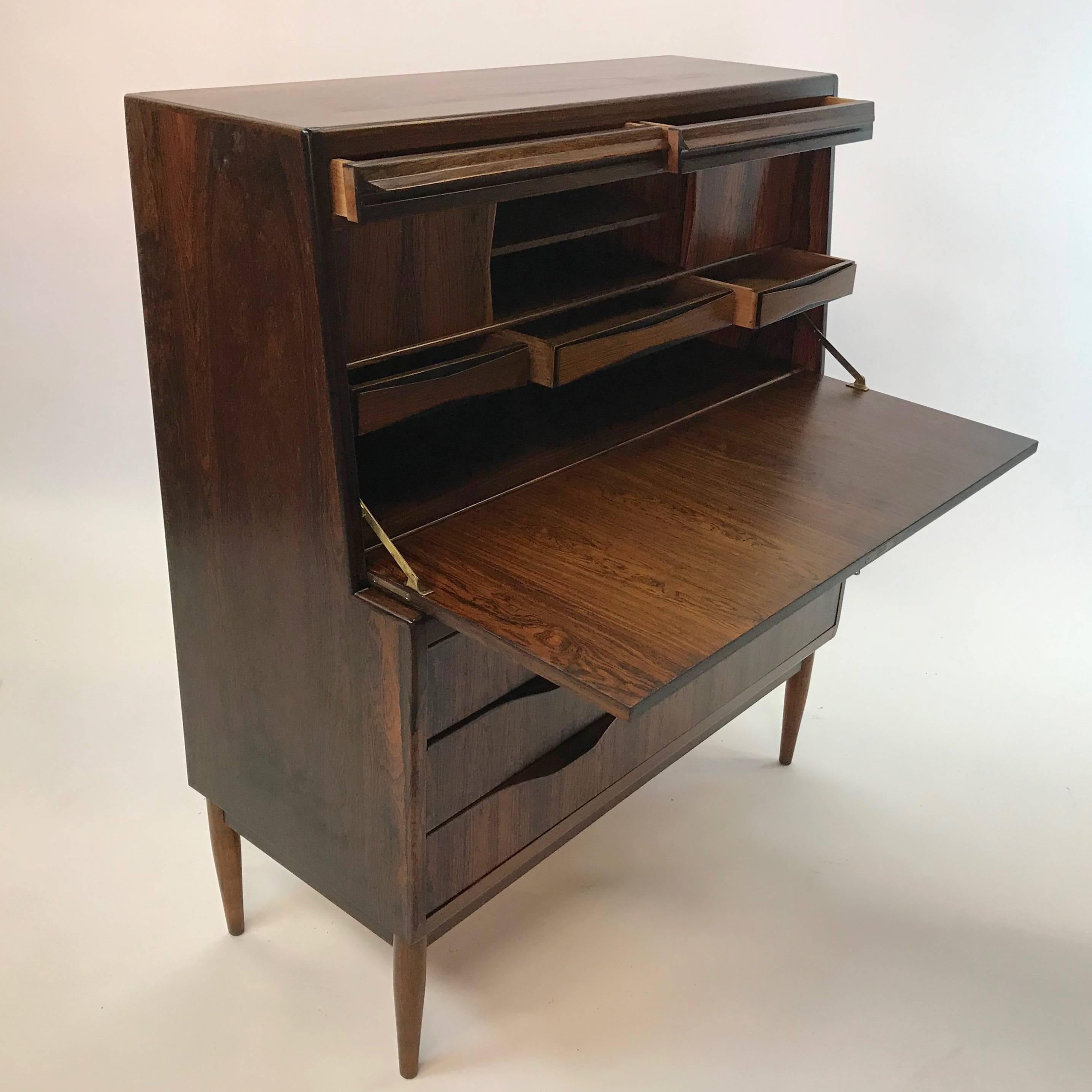 Scandinavian Modern Ib Kofod Larsen Rosewood Secretary Cabinet