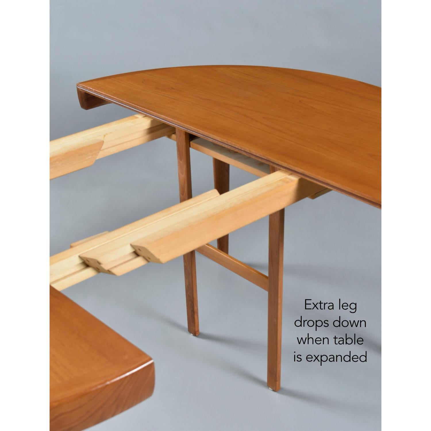 Ib Kofod Larsen Round To Oval Expanding Danish Teak Dining Table 6