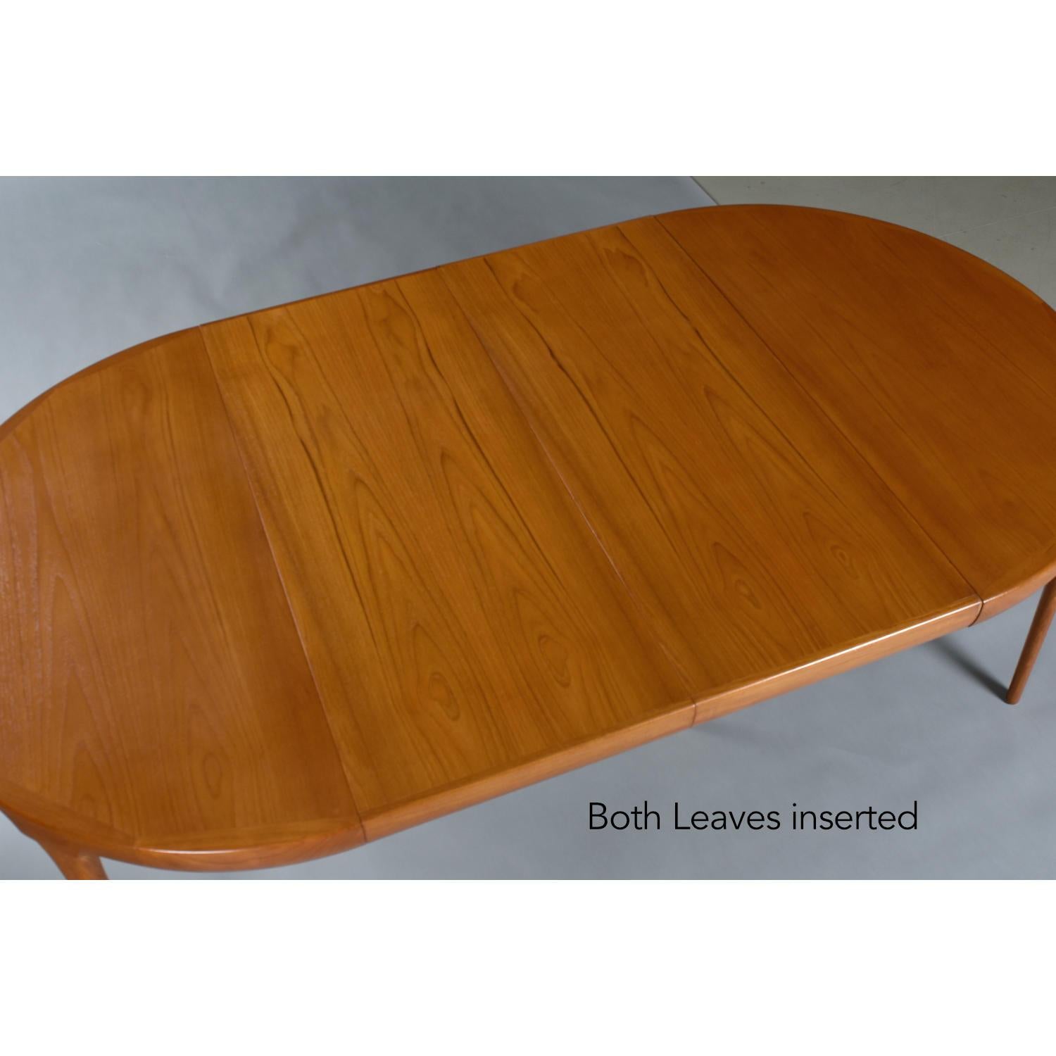 Veneer Ib Kofod Larsen Round To Oval Expanding Danish Teak Dining Table