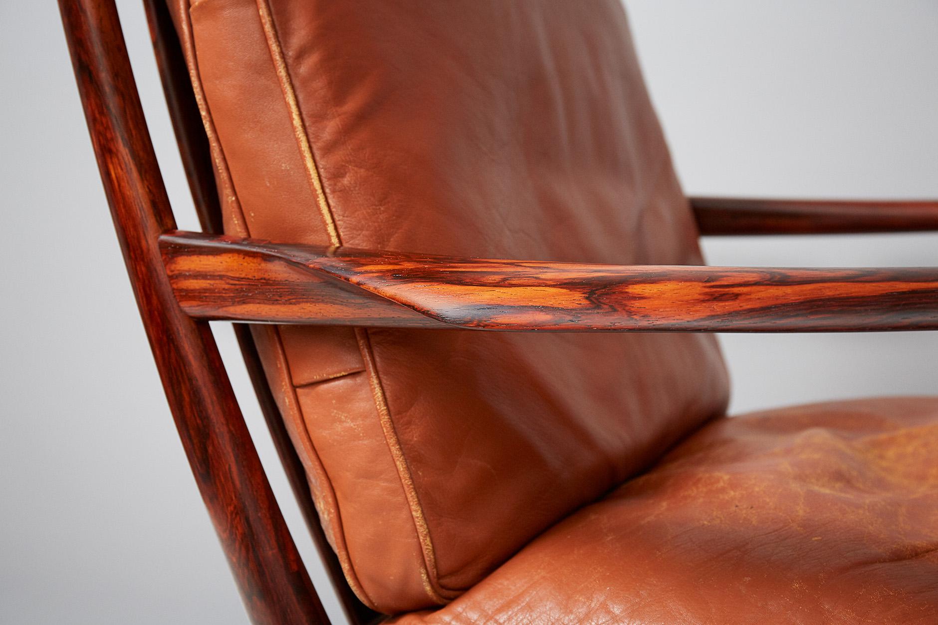 Leather Ib Kofod-Larsen Samso Chair, Rosewood