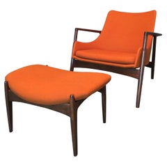 Ib Kofod-Larsen Sculpted Chair and Ottoman for Selig