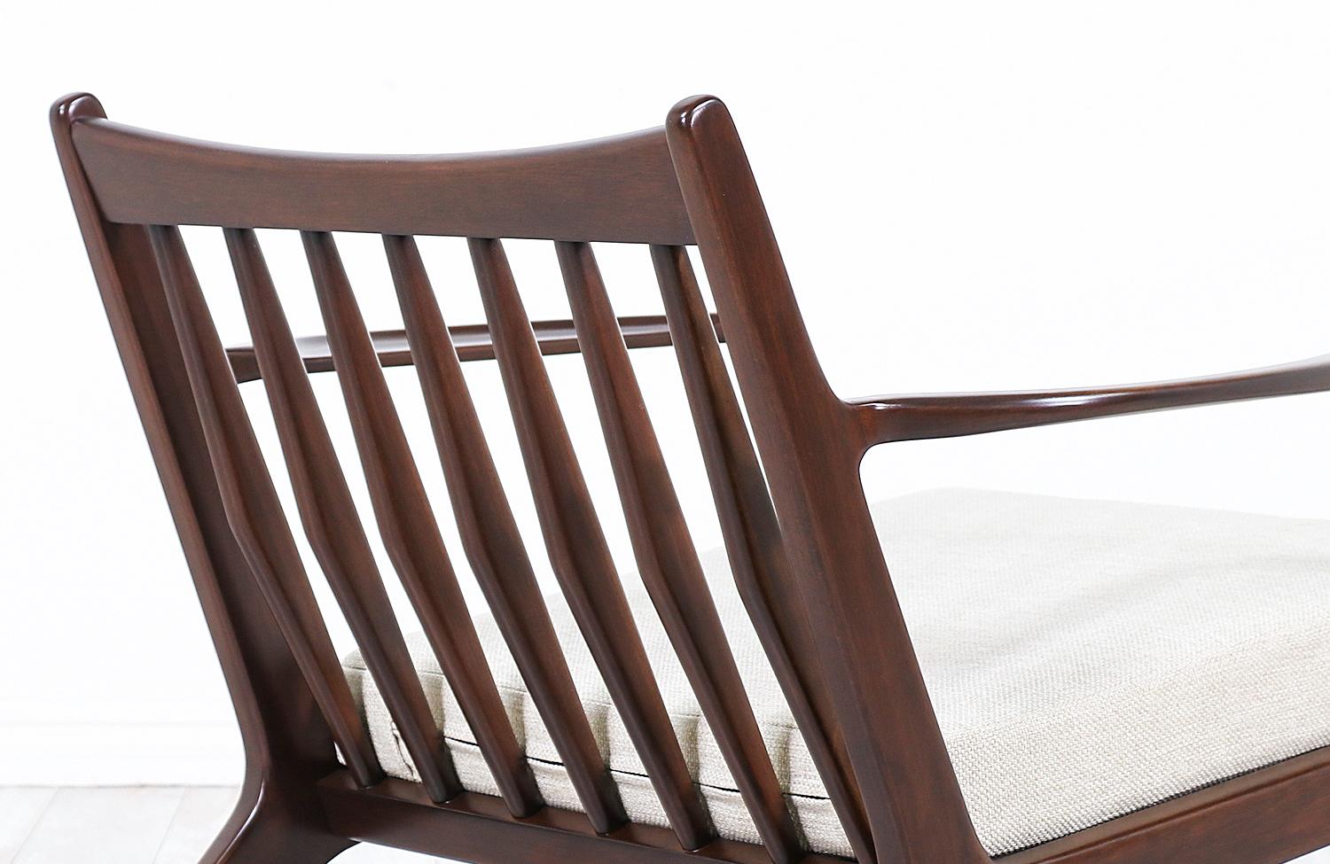 Fabric Ib Kofod-Larsen Sculpted Walnut Lounge Chair for Selig