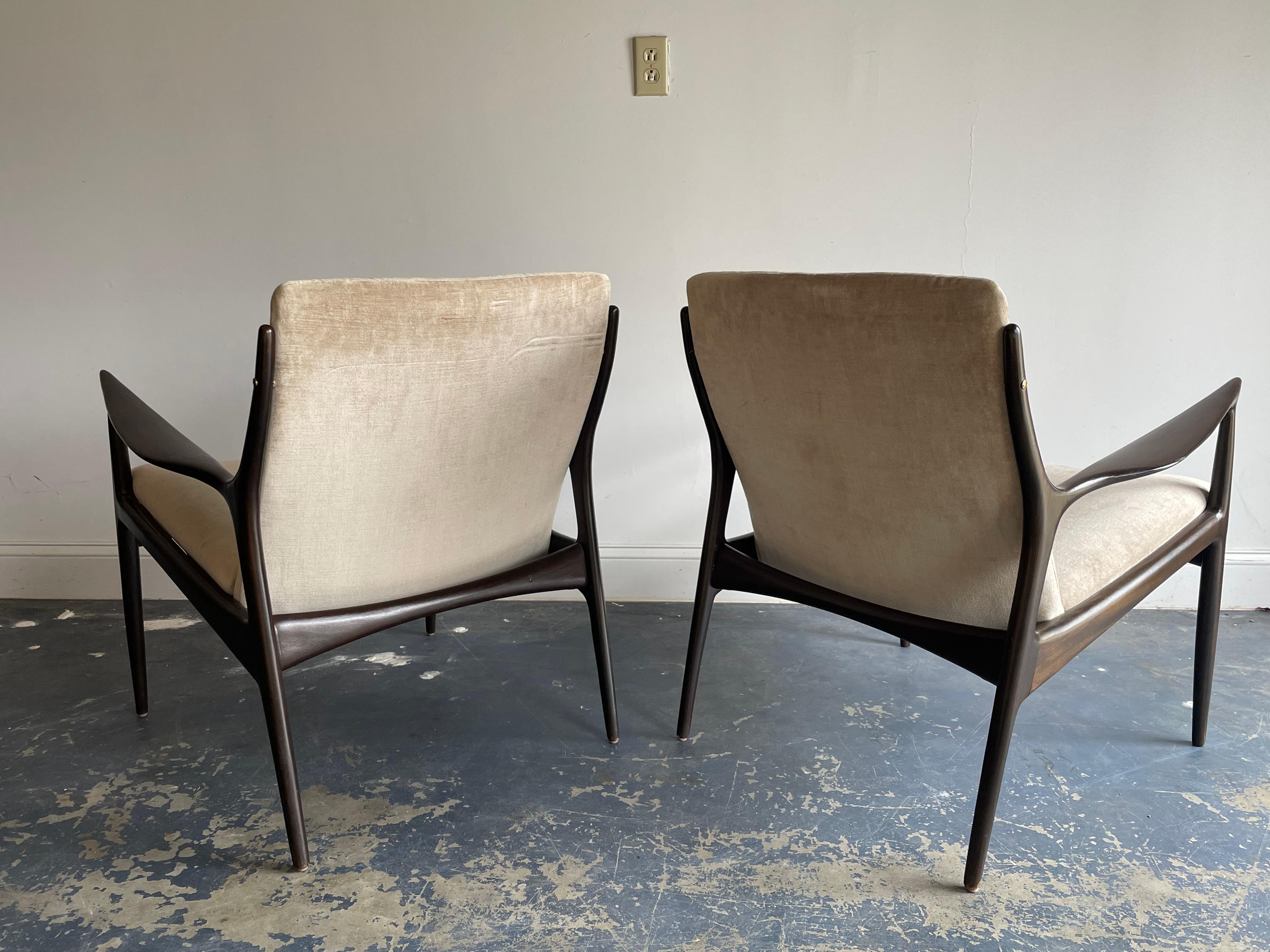 Mid-20th Century Ib Kofod Larsen Sculptural Lounge Chairs For Sale
