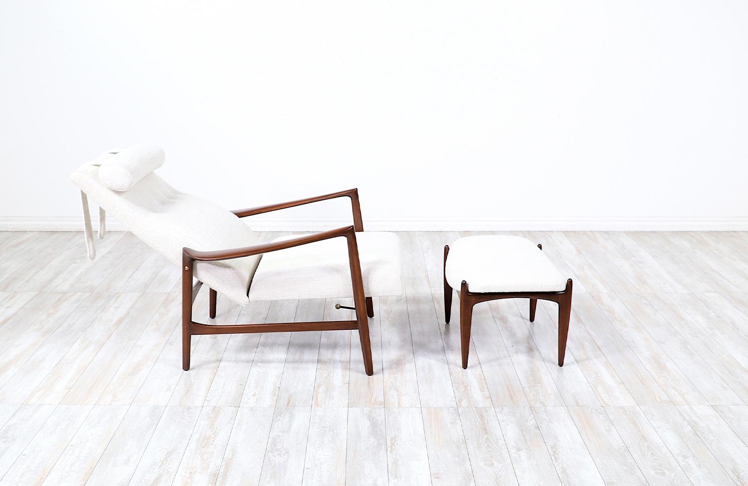 Danish Expertly Restored - Ib Kofod-Larsen Sculptural Reclining Lounge Chair/Ottoman 