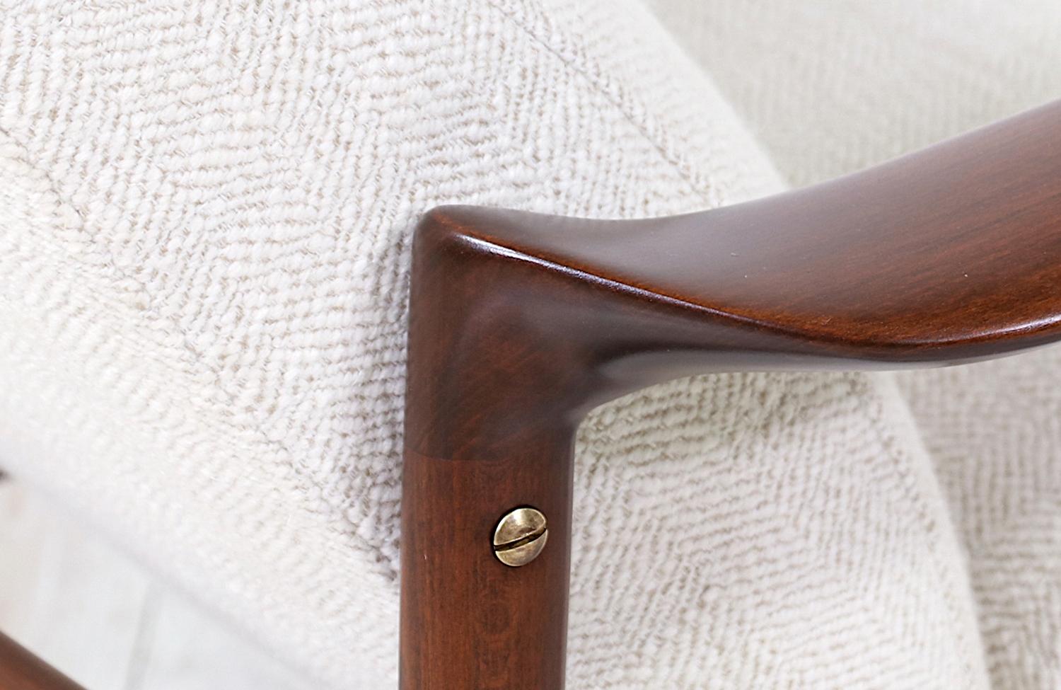 Upholstery Expertly Restored - Ib Kofod-Larsen Sculptural Reclining Lounge Chair/Ottoman 