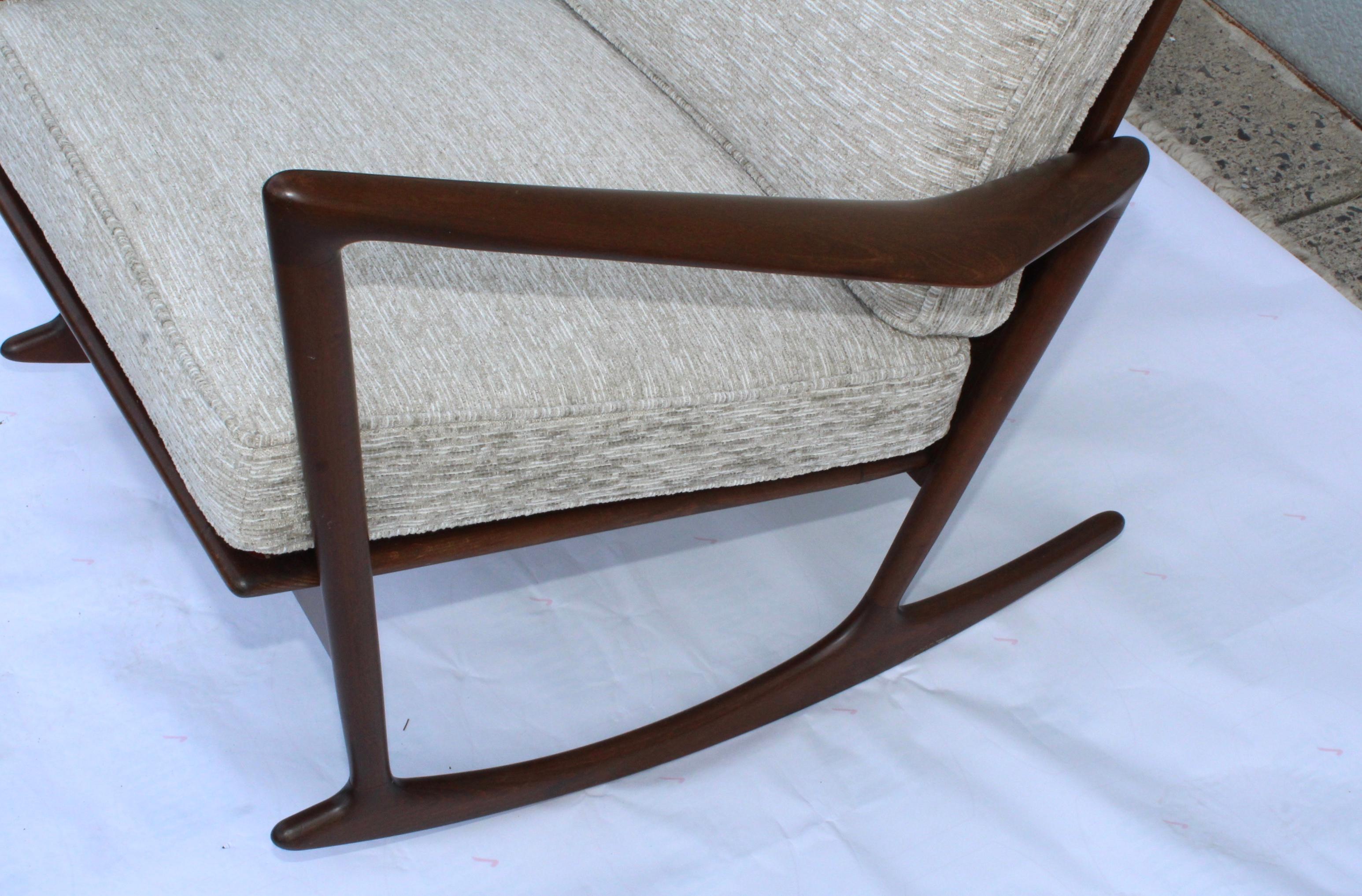 Mid-20th Century IB Kofod-Larsen Sculptural Rocking Chair For Sale