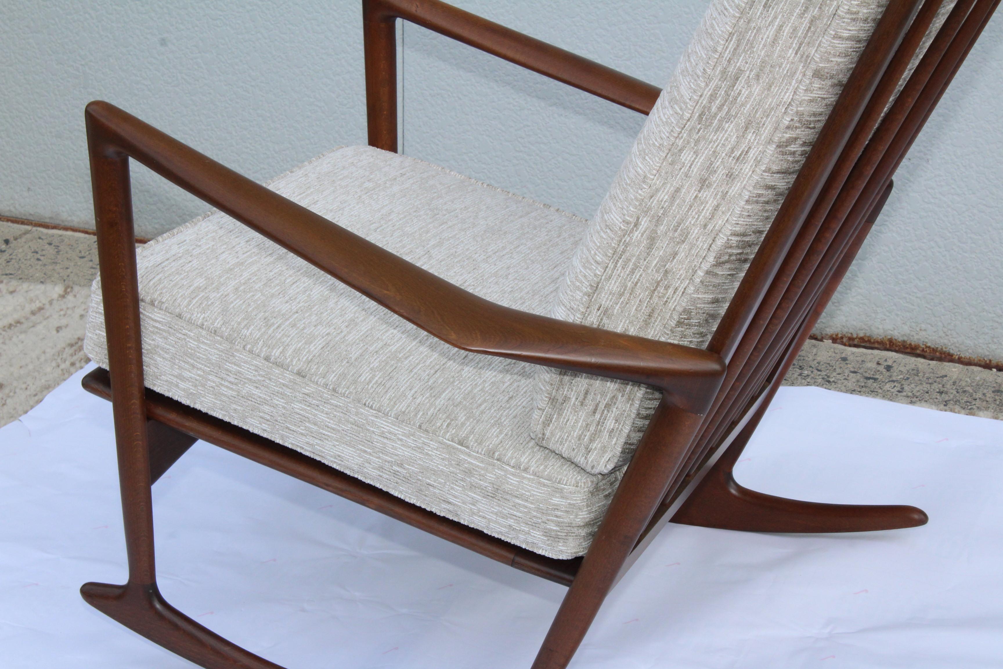 Upholstery IB Kofod-Larsen Sculptural Rocking Chair For Sale