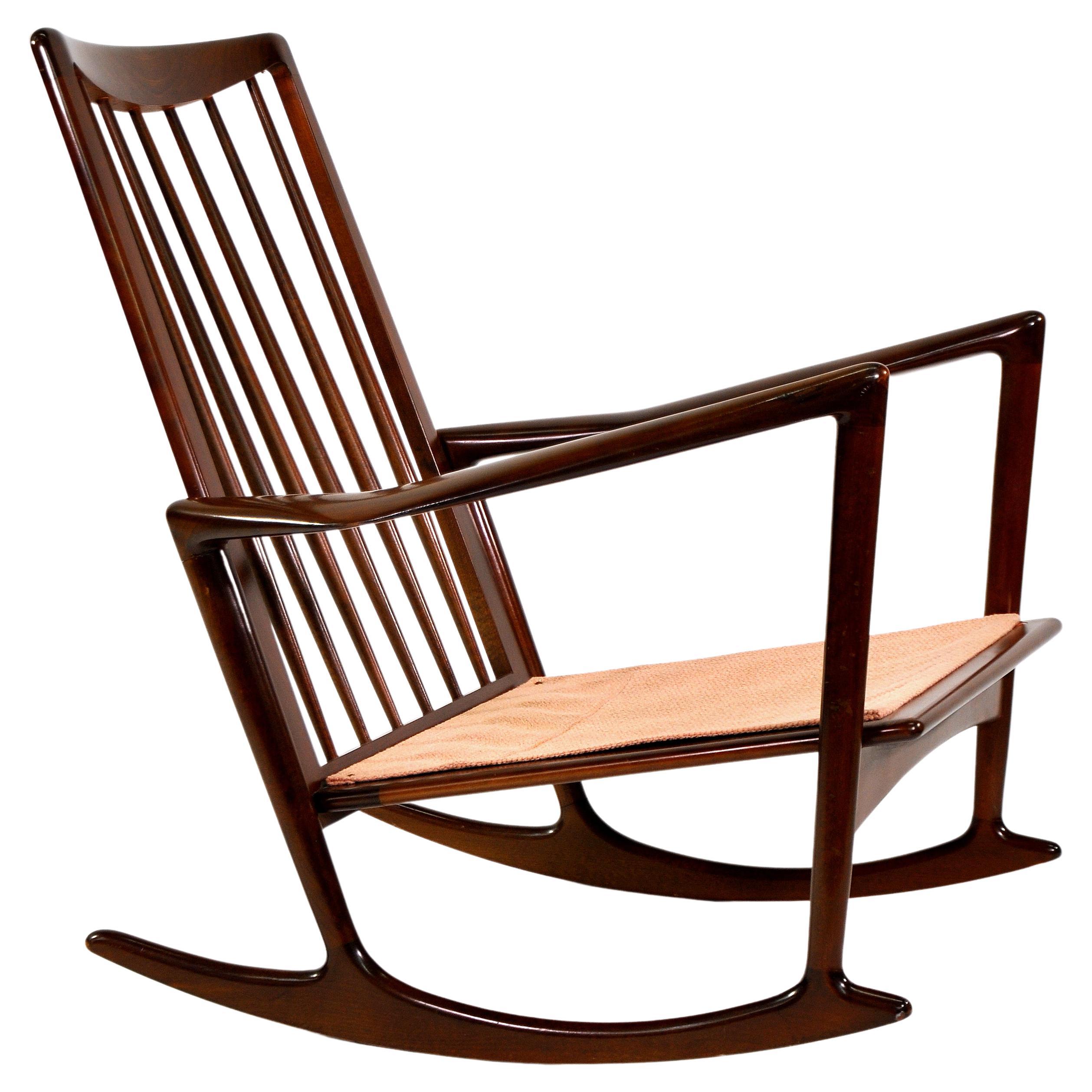 Fabric Ib Kofod-Larsen Sculptural Rocking Chair for Selig, Denmark, 1960s For Sale