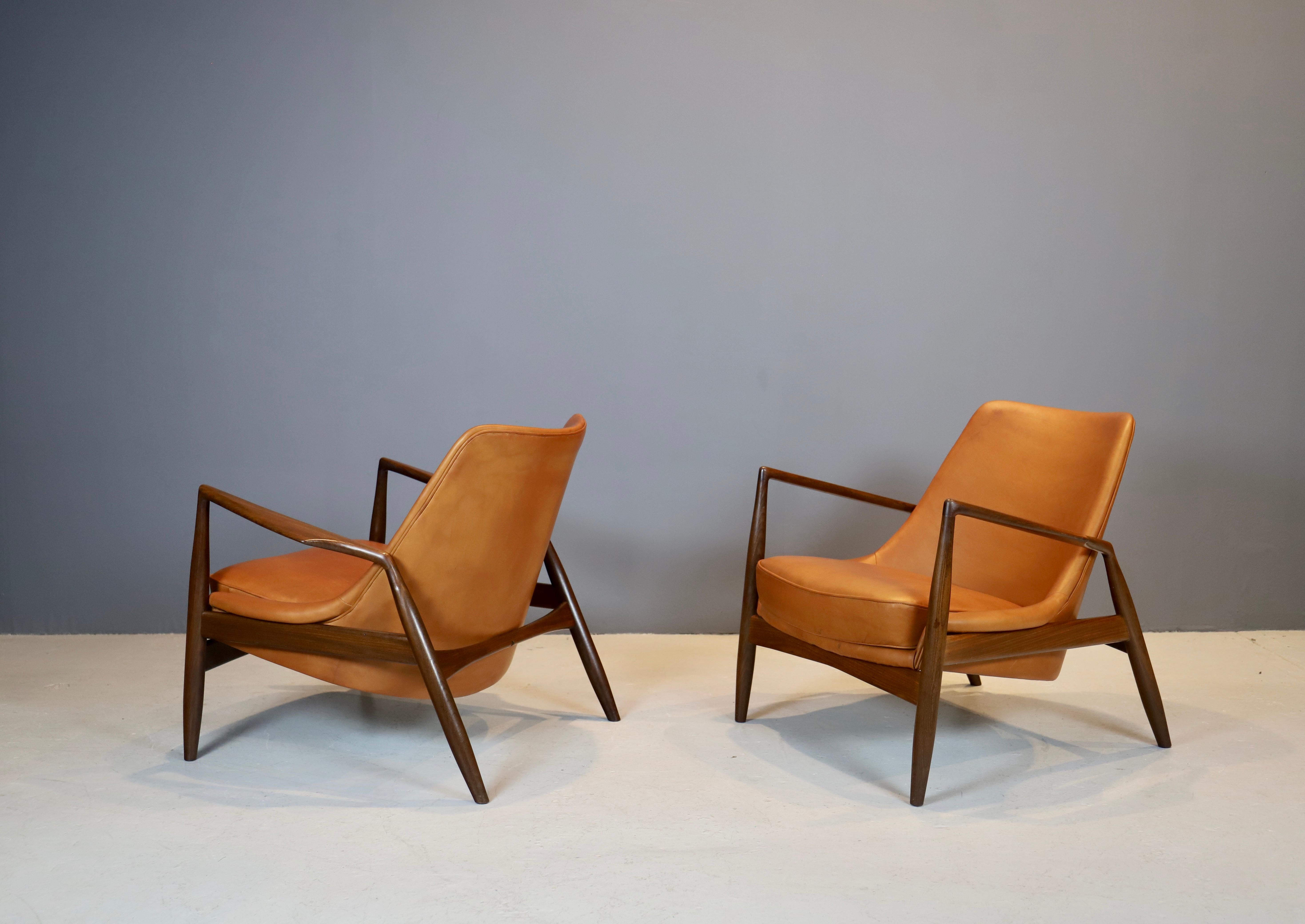 Swedish Ib Kofod-Larsen, Seal Chairs in Afromosia Wood, 1956