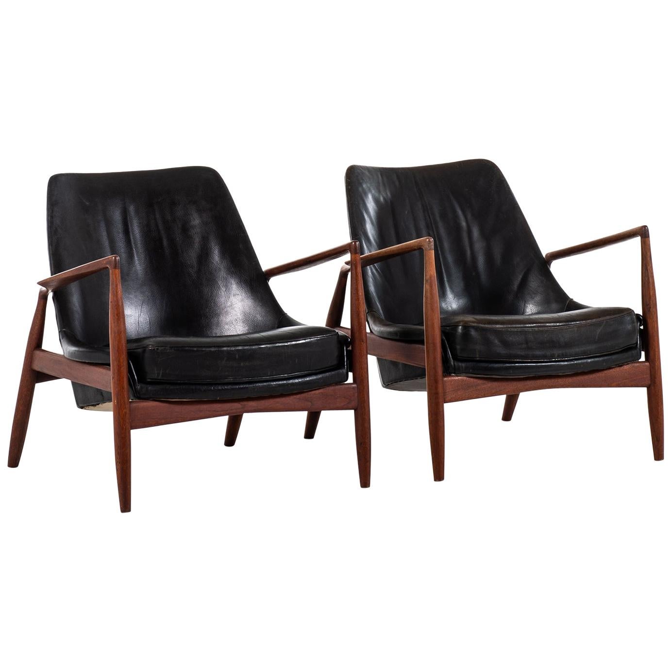 Ib Kofod-Larsen Seal Easy Chairs Produced by Ope in Sweden