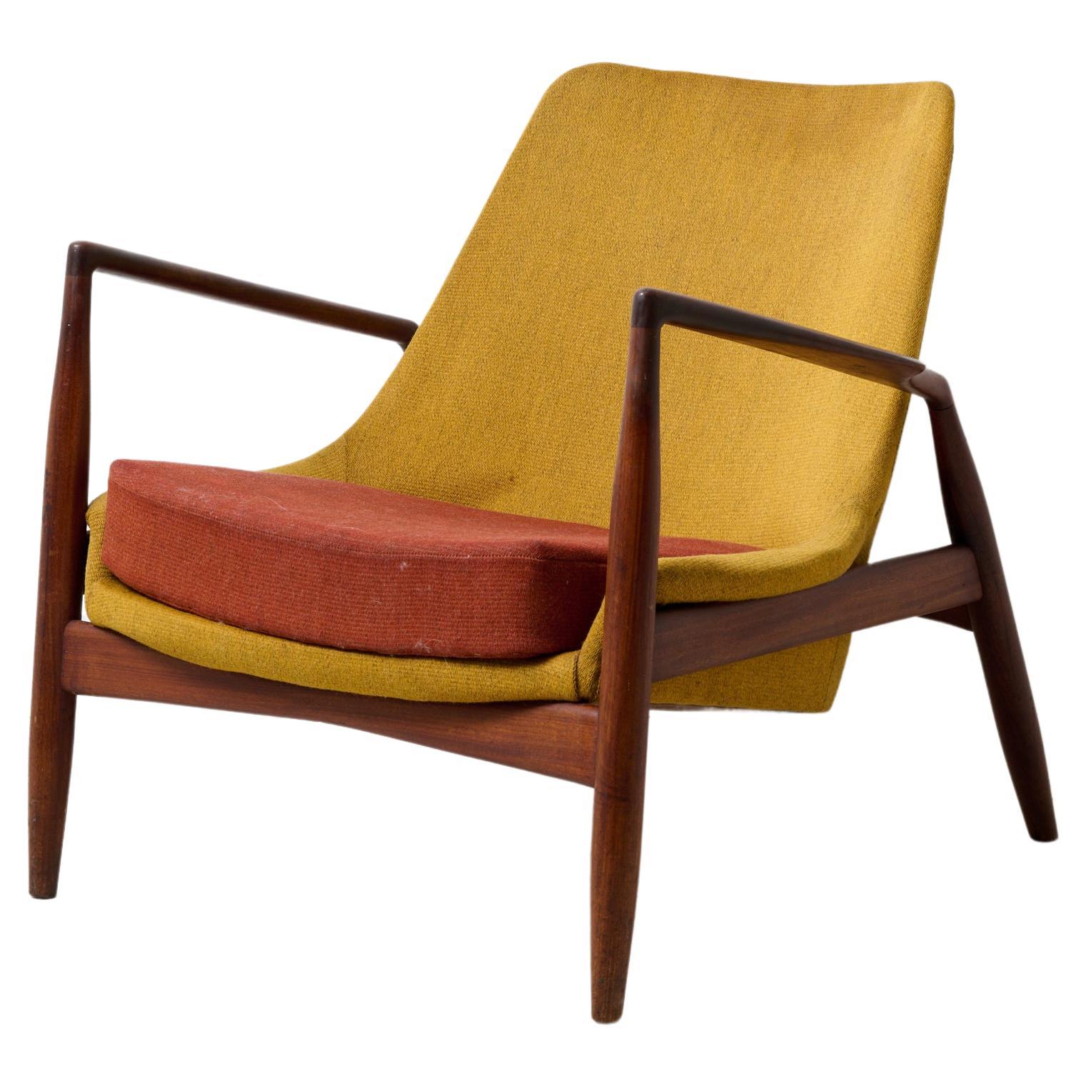 Ib Kofod Larsen "Seal" Lounge Armchair, Scandinavian Mid-Century Modern Teak  For Sale
