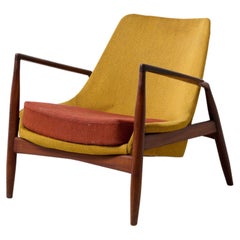 Vintage Ib Kofod Larsen "Seal" Lounge Armchair, Scandinavian Mid-Century Modern Teak 