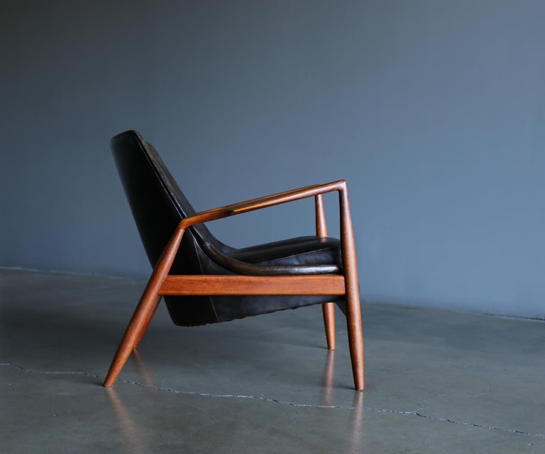 Ib Kofod-Larsen Teak & Leather Seal Lounge chair for OPE Olof Persson Möbler, Sweden. circa 1960.