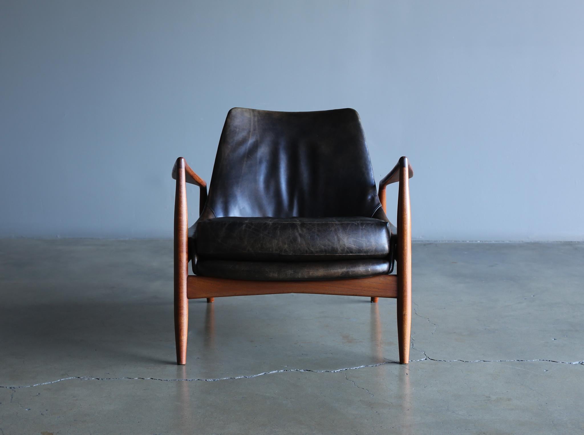 Leather Ib Kofod-Larsen Seal Lounge Chair for OPE Möbler, circa 1960