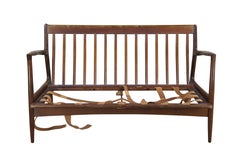 IB Kofod Larsen Selig Danish Mid Century Modern Walnut Sofa Settee Love Seat