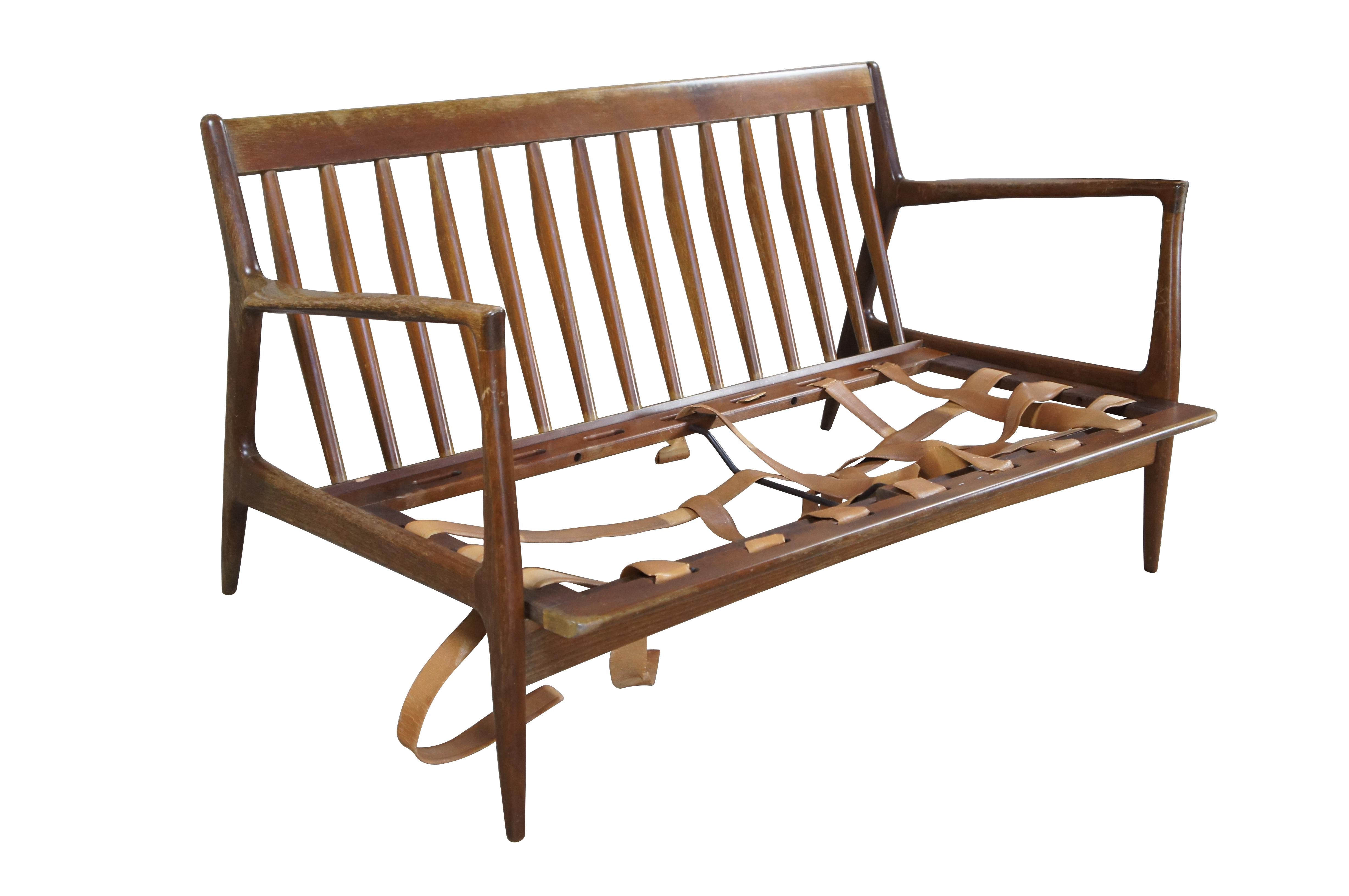 Scandinavian Modern IB Kofod Larsen Selig Danish Mid Century Modern Walnut Sofa Settee Love Seat