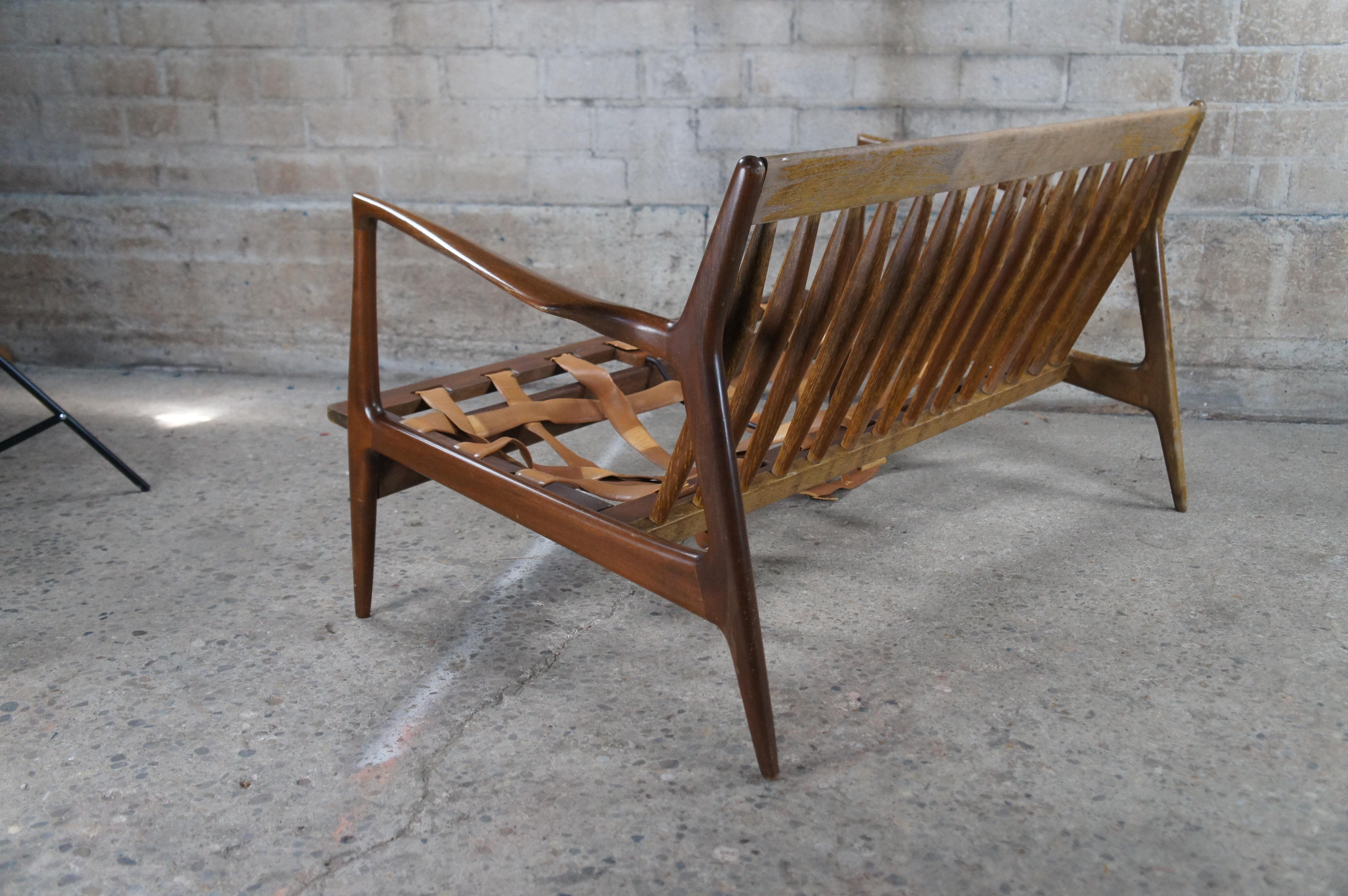 IB Kofod Larsen Selig Danish Mid Century Modern Walnut Sofa Settee Love Seat 3