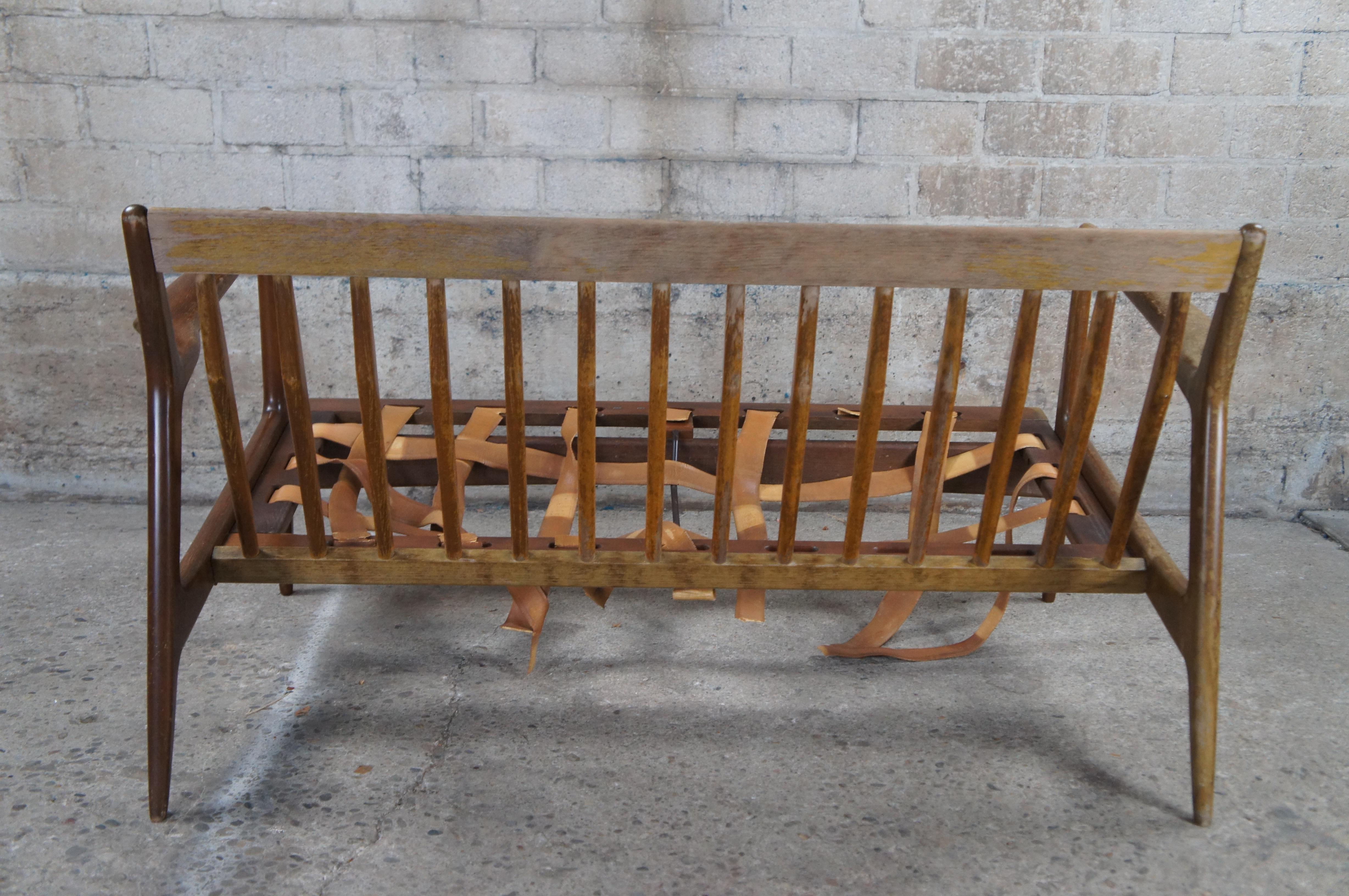 IB Kofod Larsen Selig Danish Mid Century Modern Walnut Sofa Settee Love Seat 4