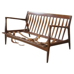 IB Kofod Larsen Selig Danish Mid Century Modern Walnut Sofa Settee Love Seat