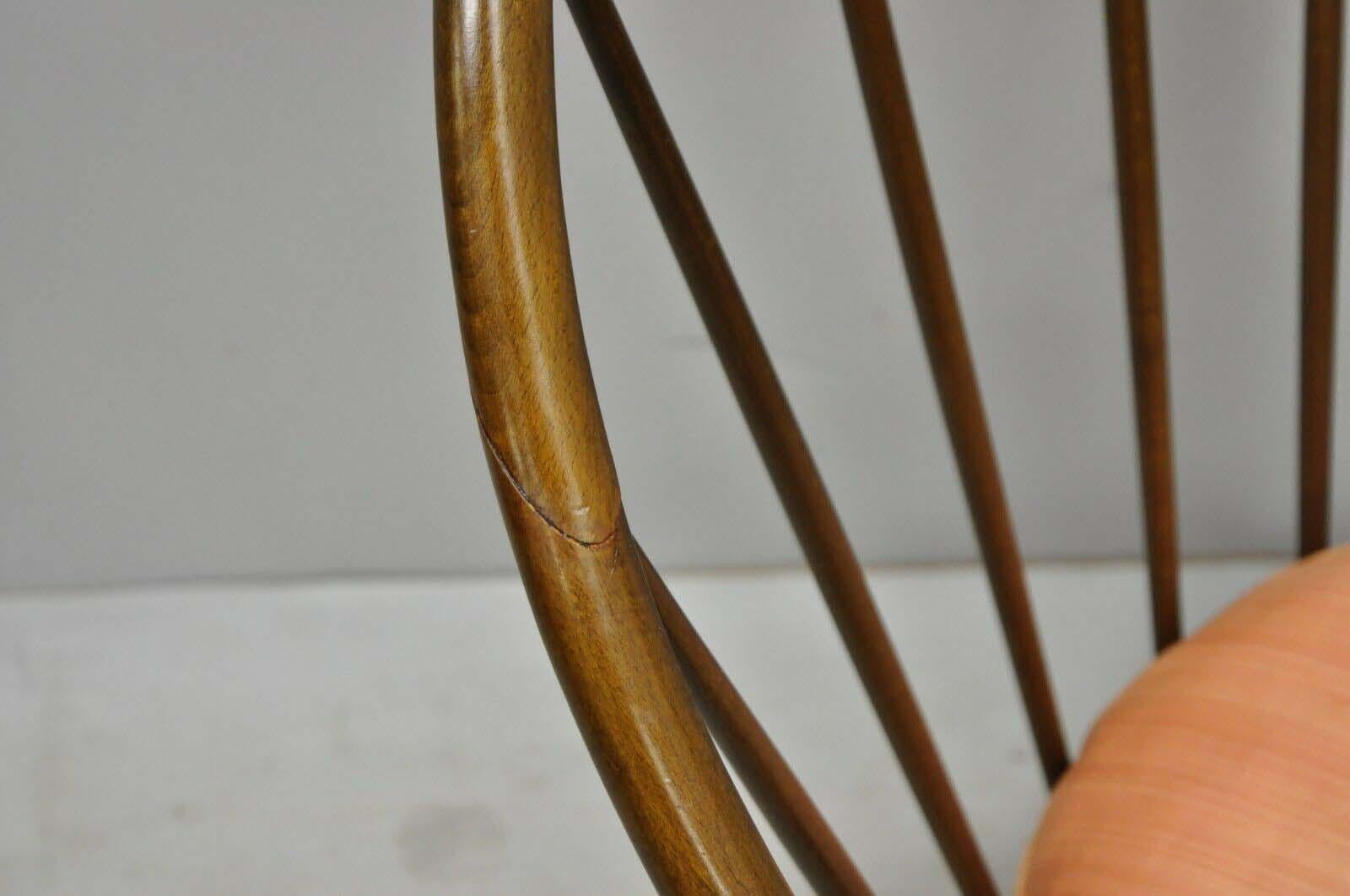 Ib Kofod-Larsen Selig Danish Modern Walnut Peacock Hoop Spindle Lounge Chair In Good Condition For Sale In Philadelphia, PA