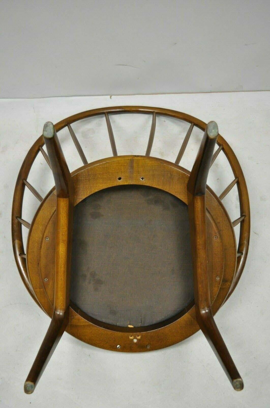 Ib Kofod-Larsen Selig Danish Modern Walnut Peacock Hoop Spindle Lounge Chair For Sale 1