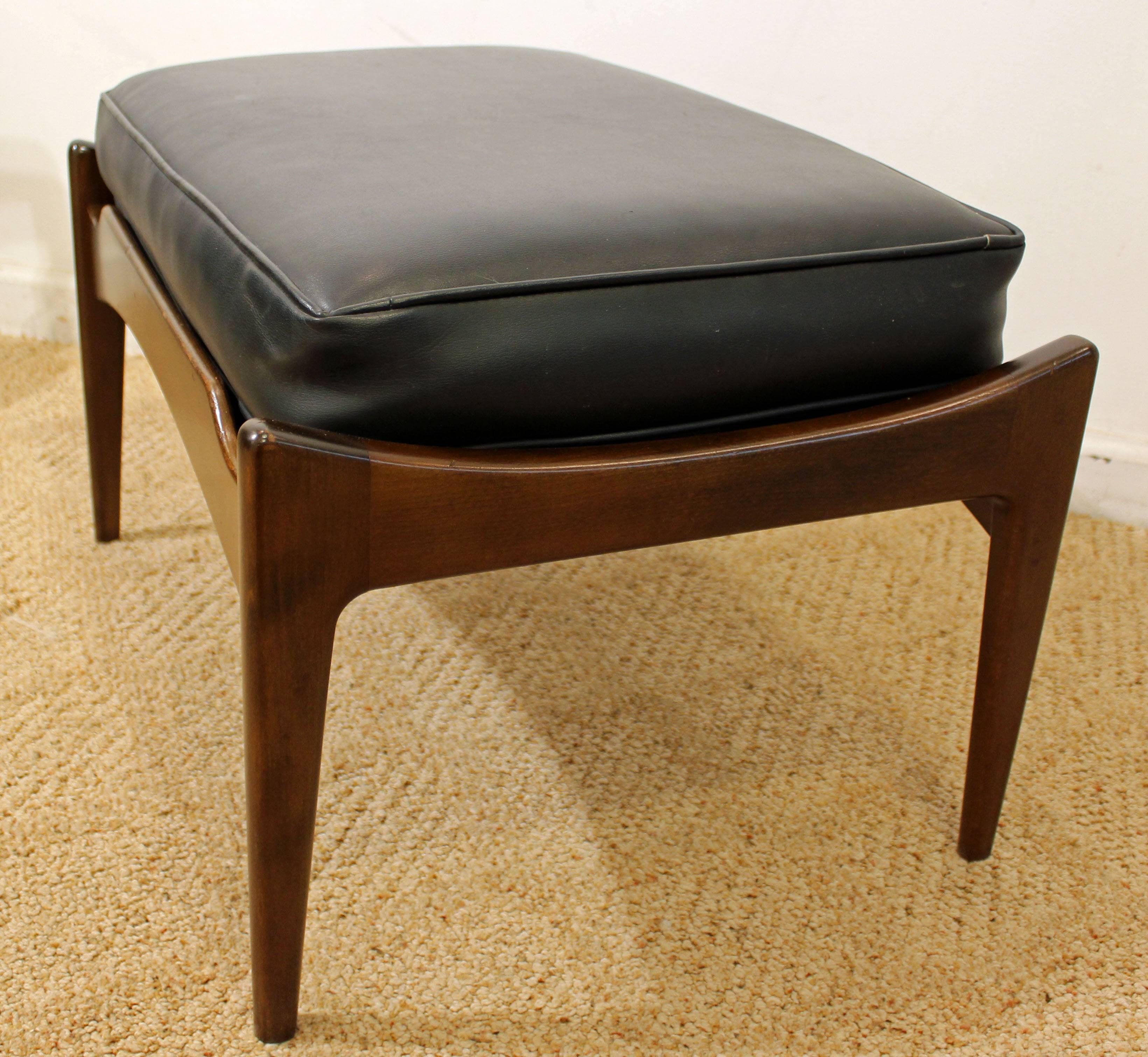 Walnut Ib Kofod-Larsen Selig Recliner Lounge Chair and Ottoman