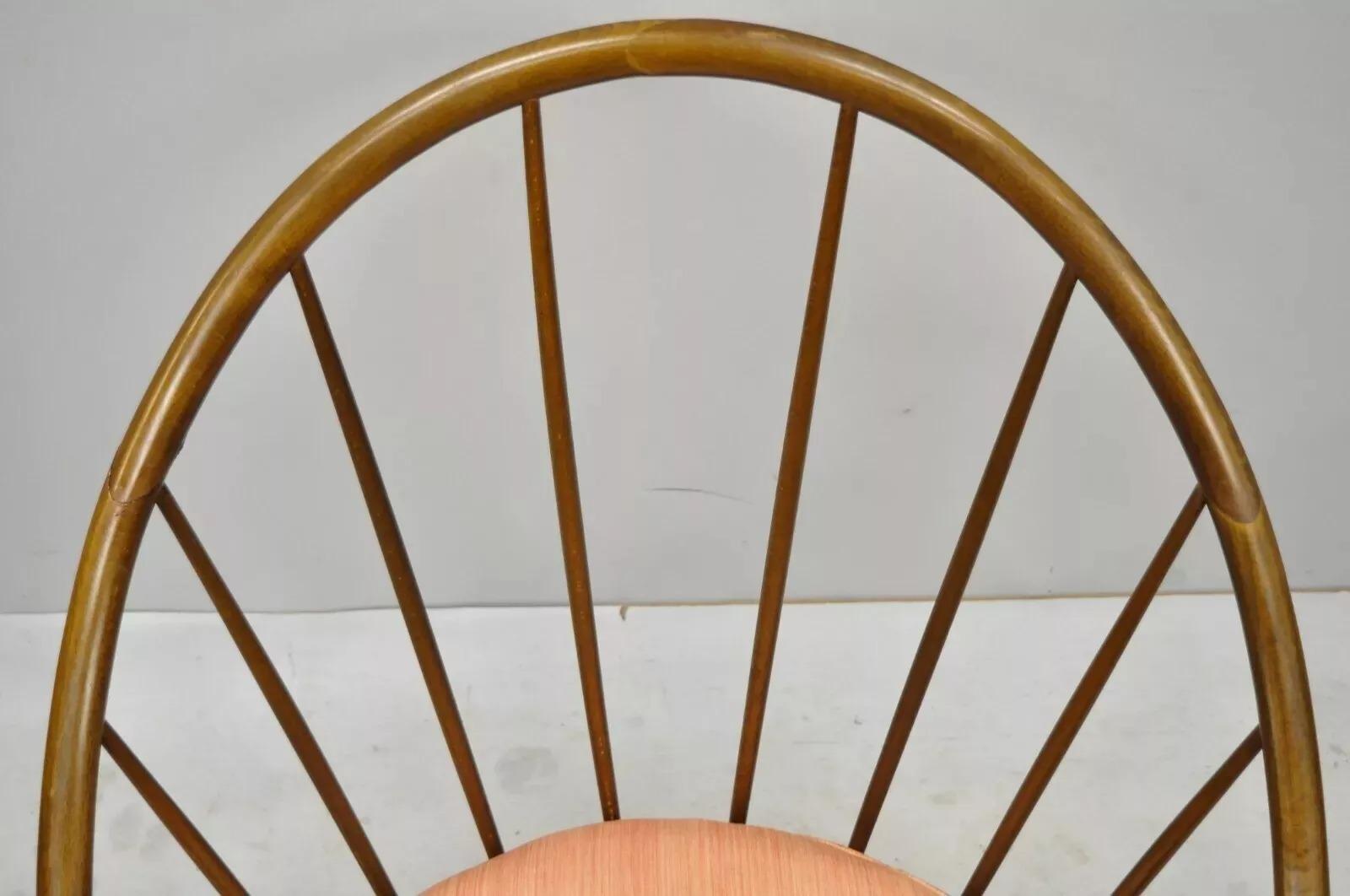 Sconosciuto IB Kofod Larsen Selig Style Danish Modern Walnut Peacock Hoop Spindle Chair in vendita