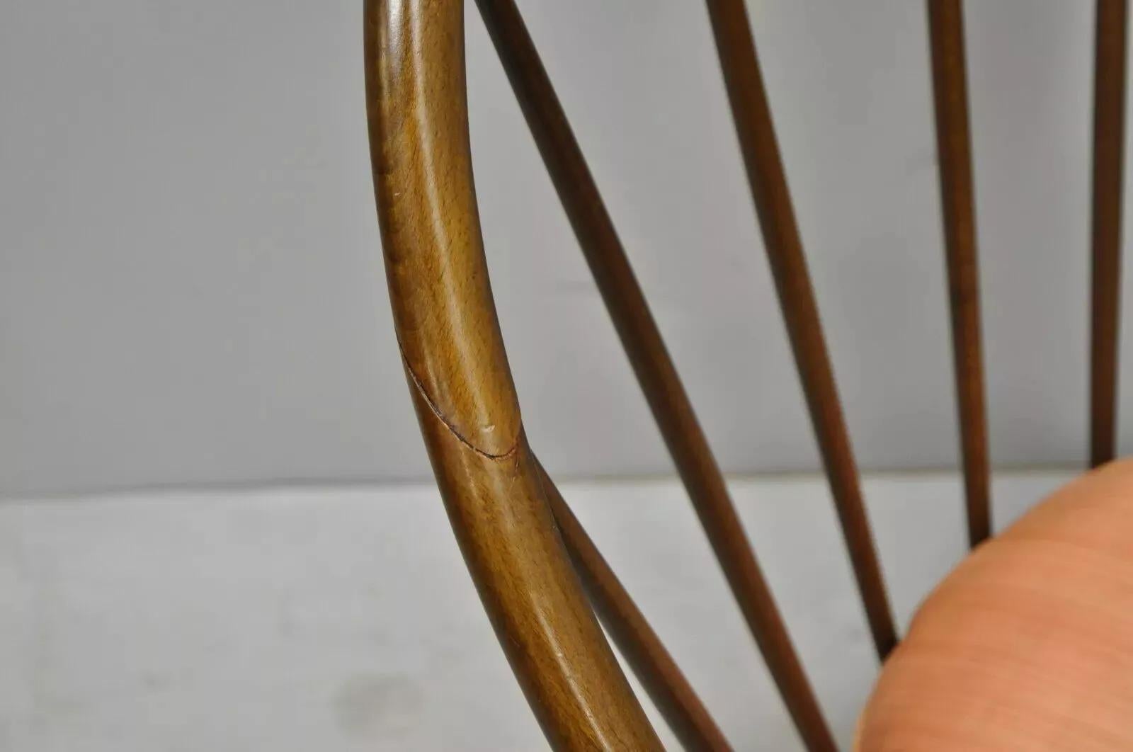 Noce IB Kofod Larsen Selig Style Danish Modern Walnut Peacock Hoop Spindle Chair in vendita
